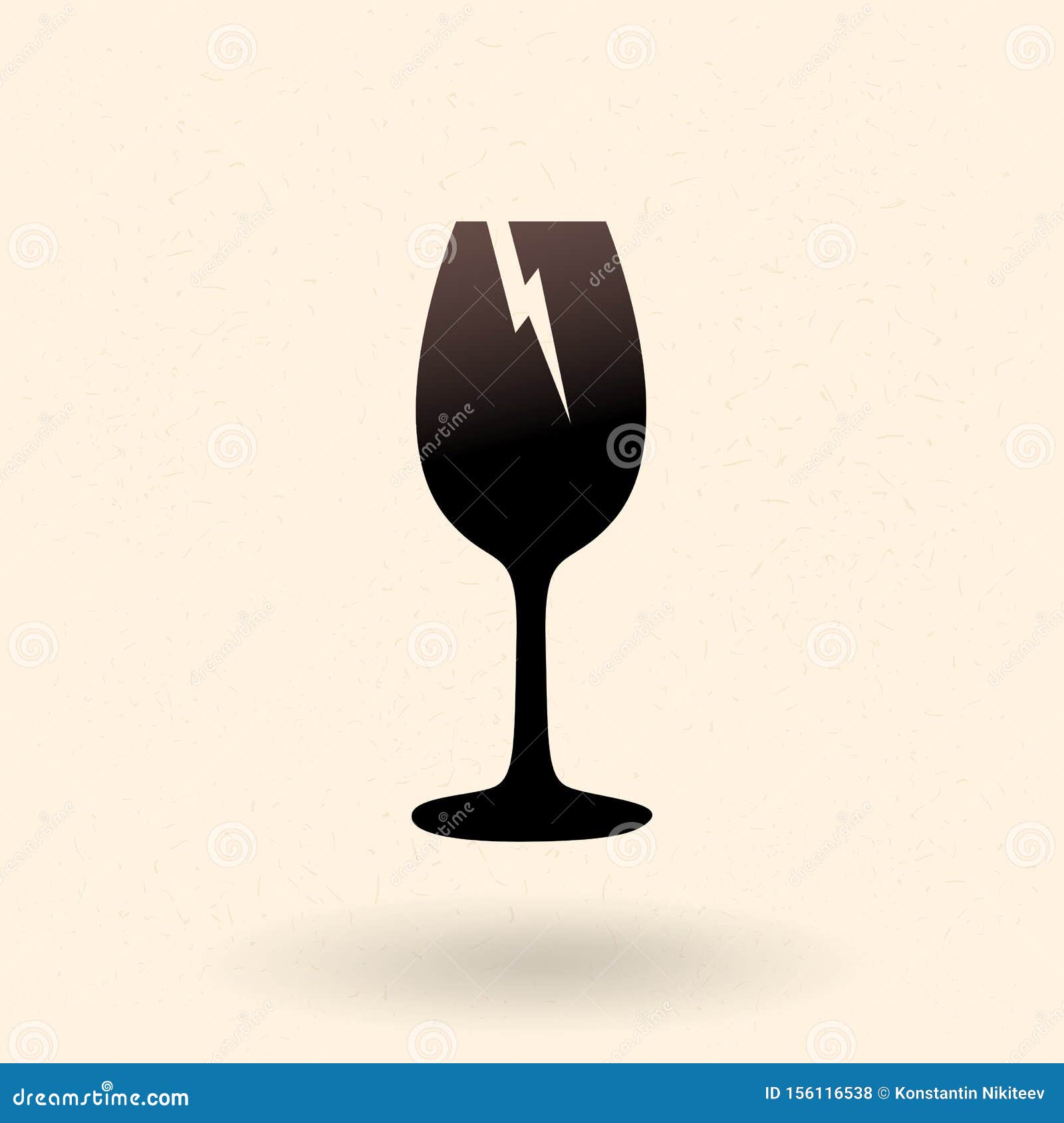 Vector Black Basic Silhouette Icon Broken Wine Glass. Sign for