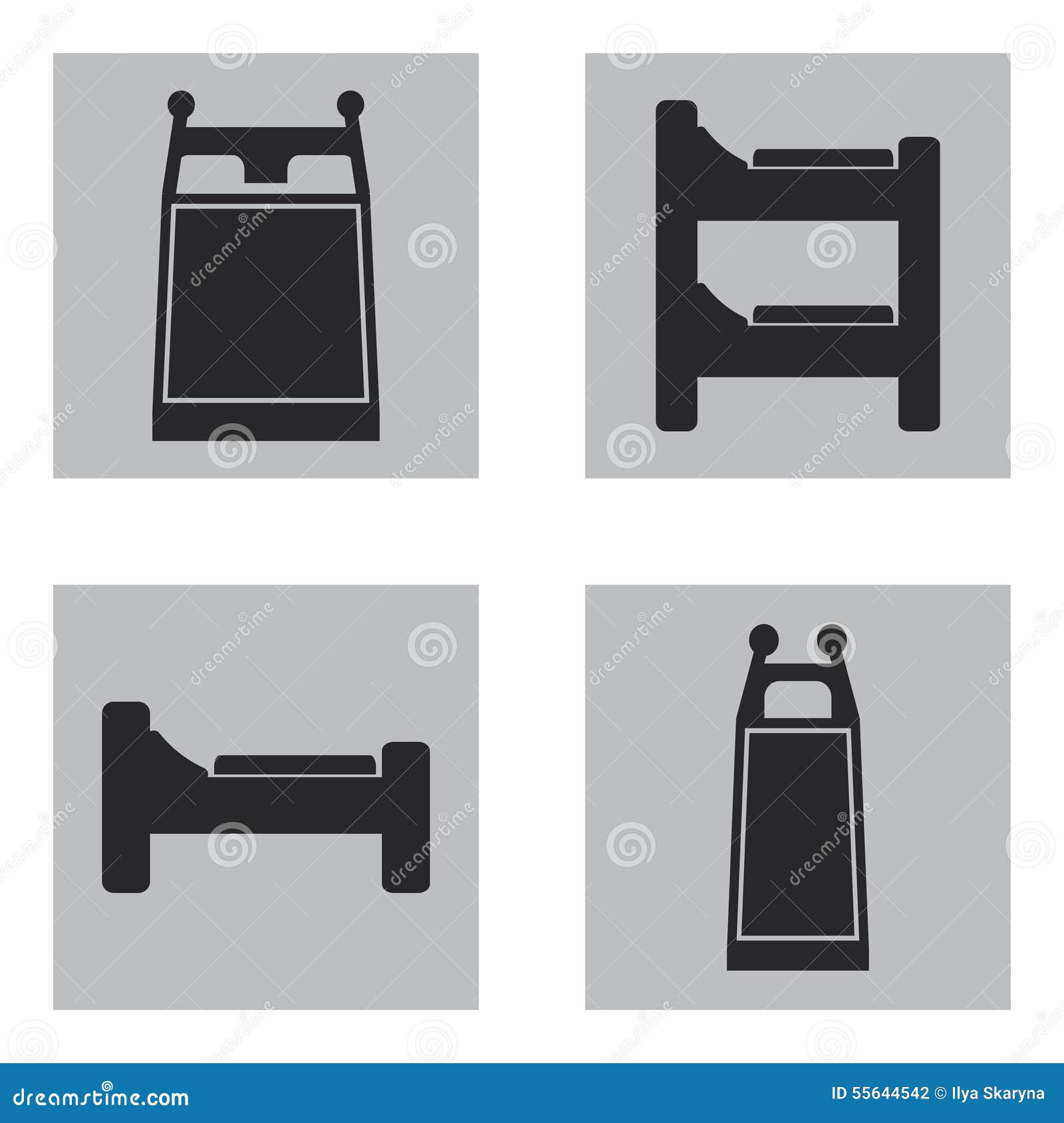 Vector black bed icon set stock vector. Illustration of blanket 55644542