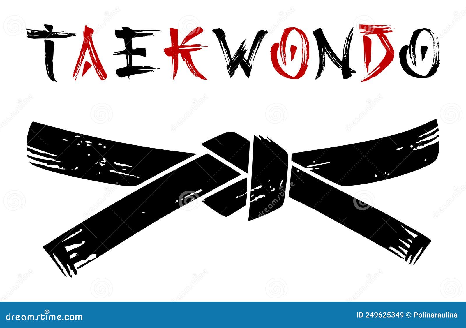 Taekwondo Black Belt Grunge Silhouette Stock Vector - Illustration of