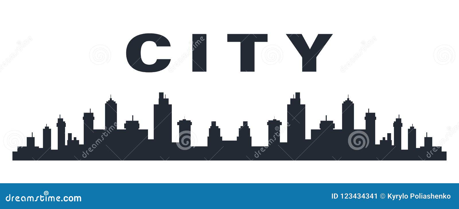 City skyline. Flat style. stock vector. Illustration of night - 123434341