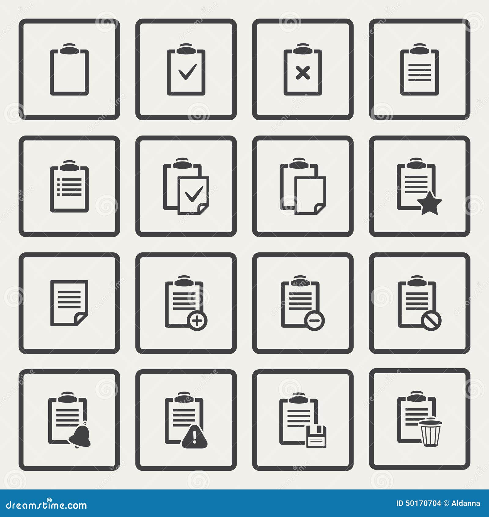 Vector Black Clipboard Icons Set Stock Vector Illustration of office