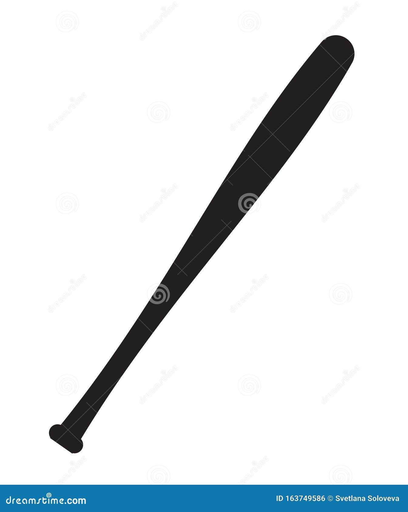 Vector Black Flat Baseball Bat Silhouette Stock Illustration