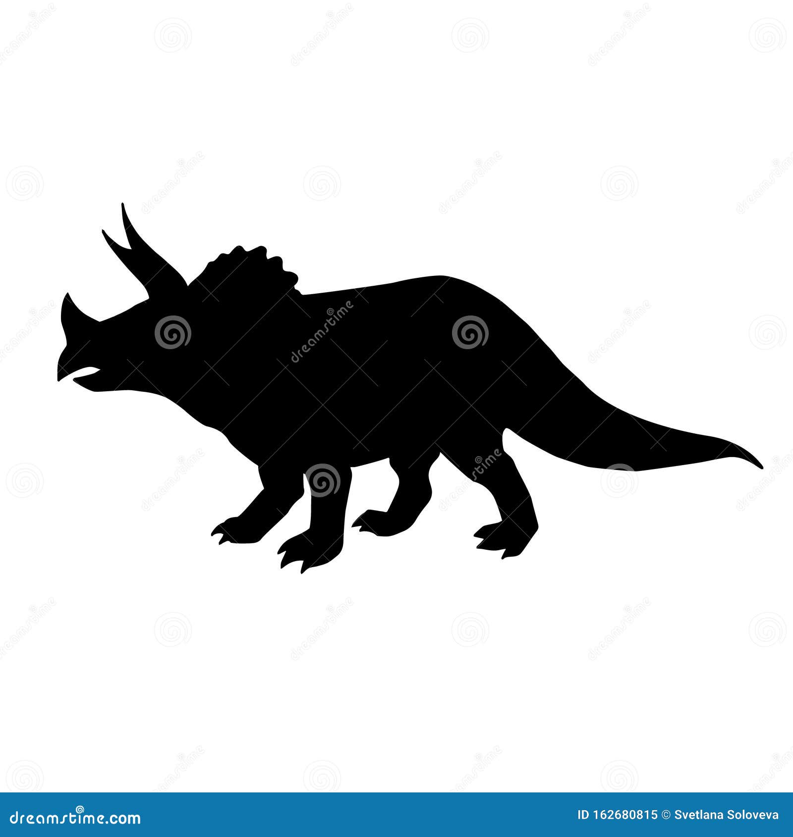 Vector Black Flat Triceratops Dinosaur Silhouette Stock Vector Illustration Of Jurassic Black 162680815