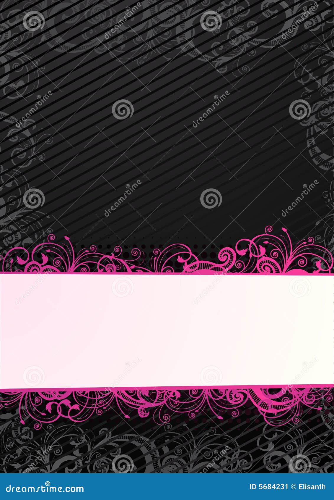 Vector Black Floral Wallpaper with Copyspace Stock Vector