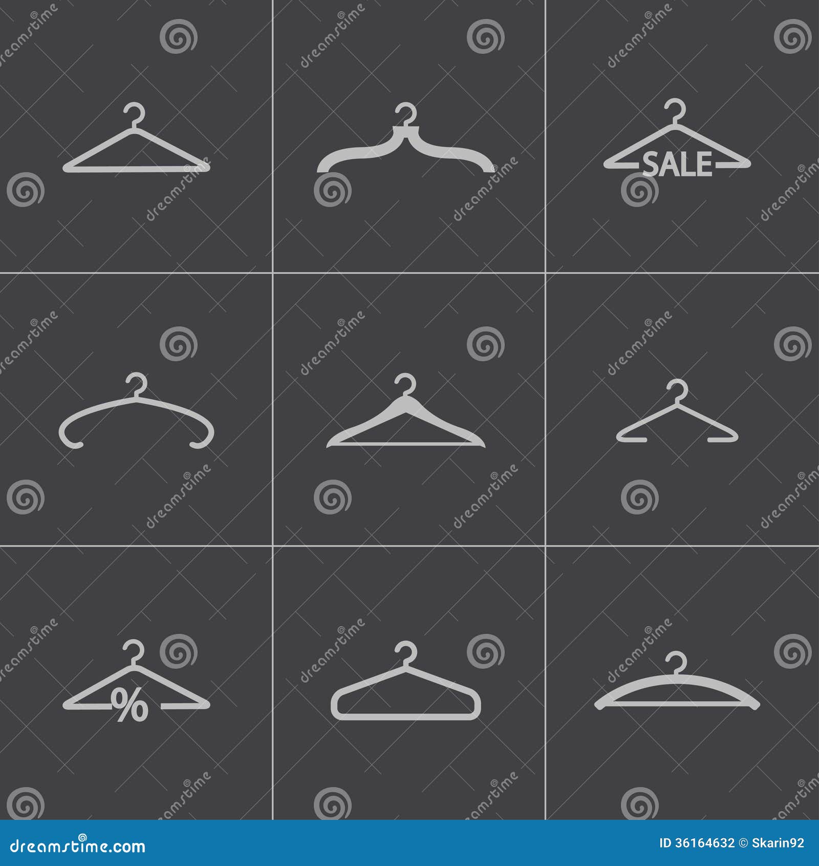 Vector Black Hanger Icons Set Stock Vector Illustration of shop