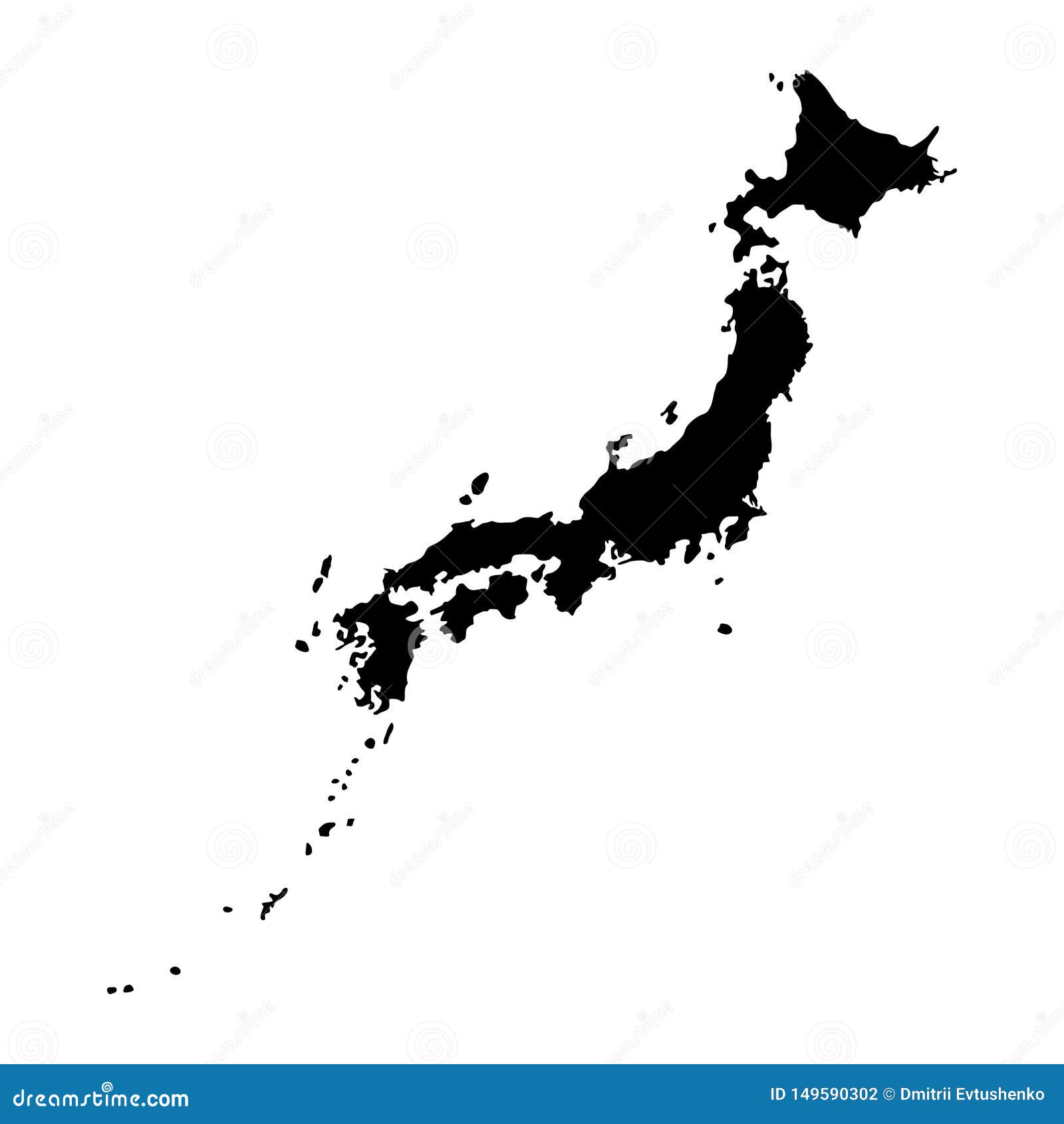 Vector Black Map Japan Silhouette Together with the Islands Stock