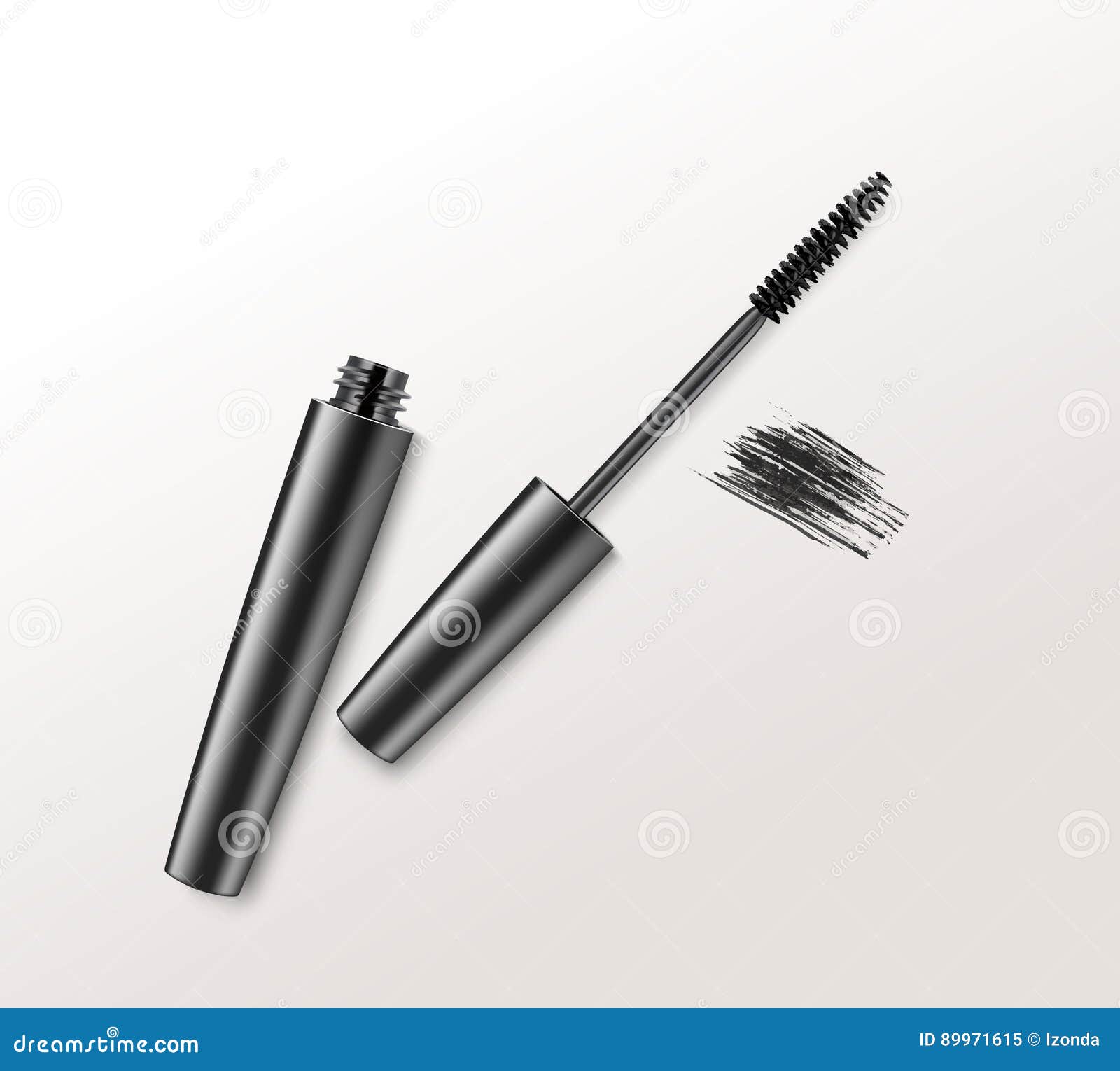 Vector Black Realistic Mascara Brush Strokes on Background Stock Vector
