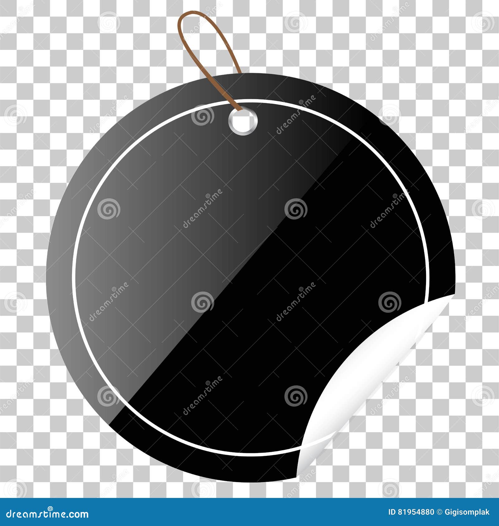 Black Rounded Blank Tag, At Transparent Effect Background Stock Vector