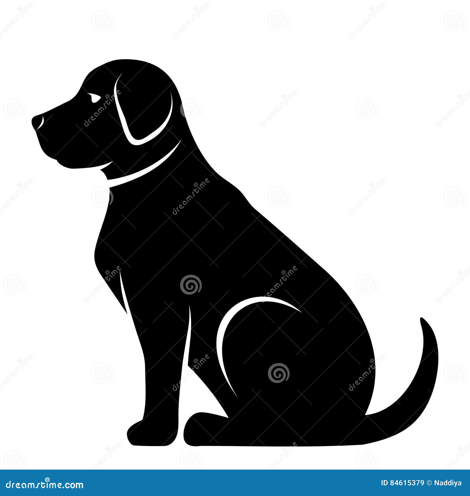 Vector Black Silhouette of a Dog. Stock Vector - Illustration of