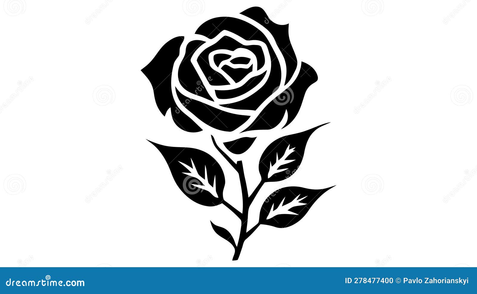 Vector Black Silhouettes of Rose Flower Isolated on a White Background ...