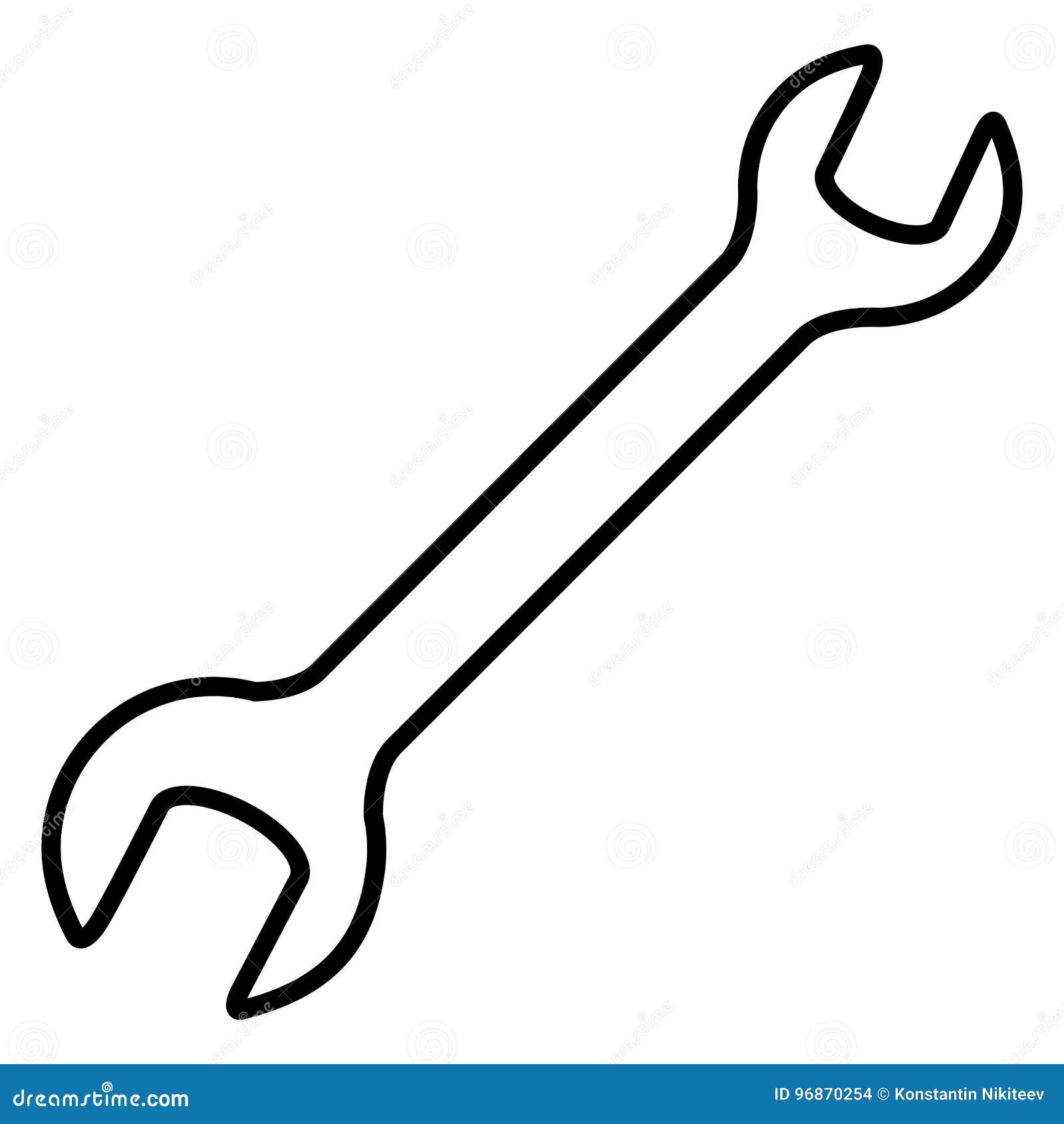 Vector Black Single Outline Icon Wrench Mechanical Tool Stock Vector