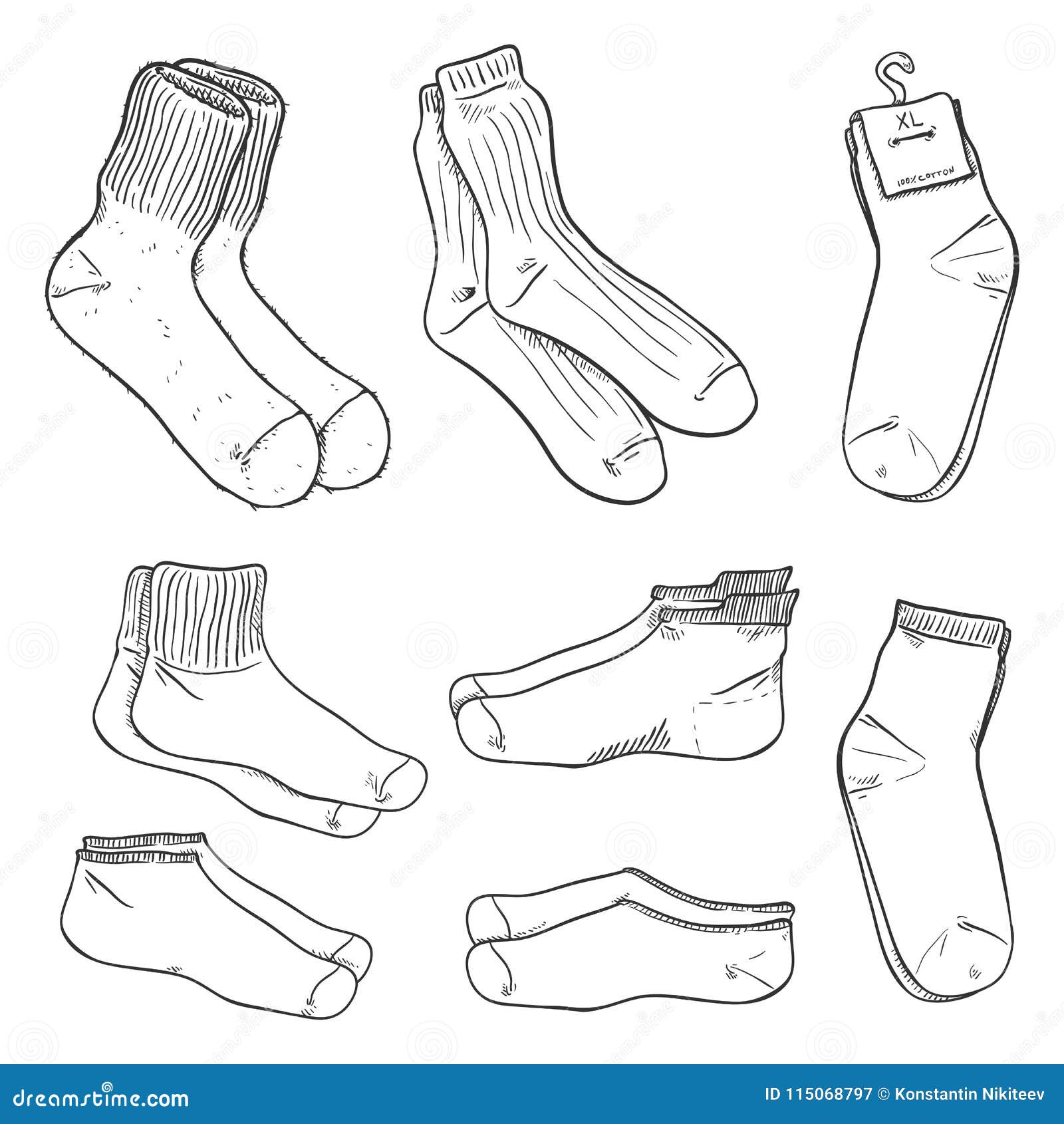 Vector Sketch Set of Different Socks Stock Vector Illustration of