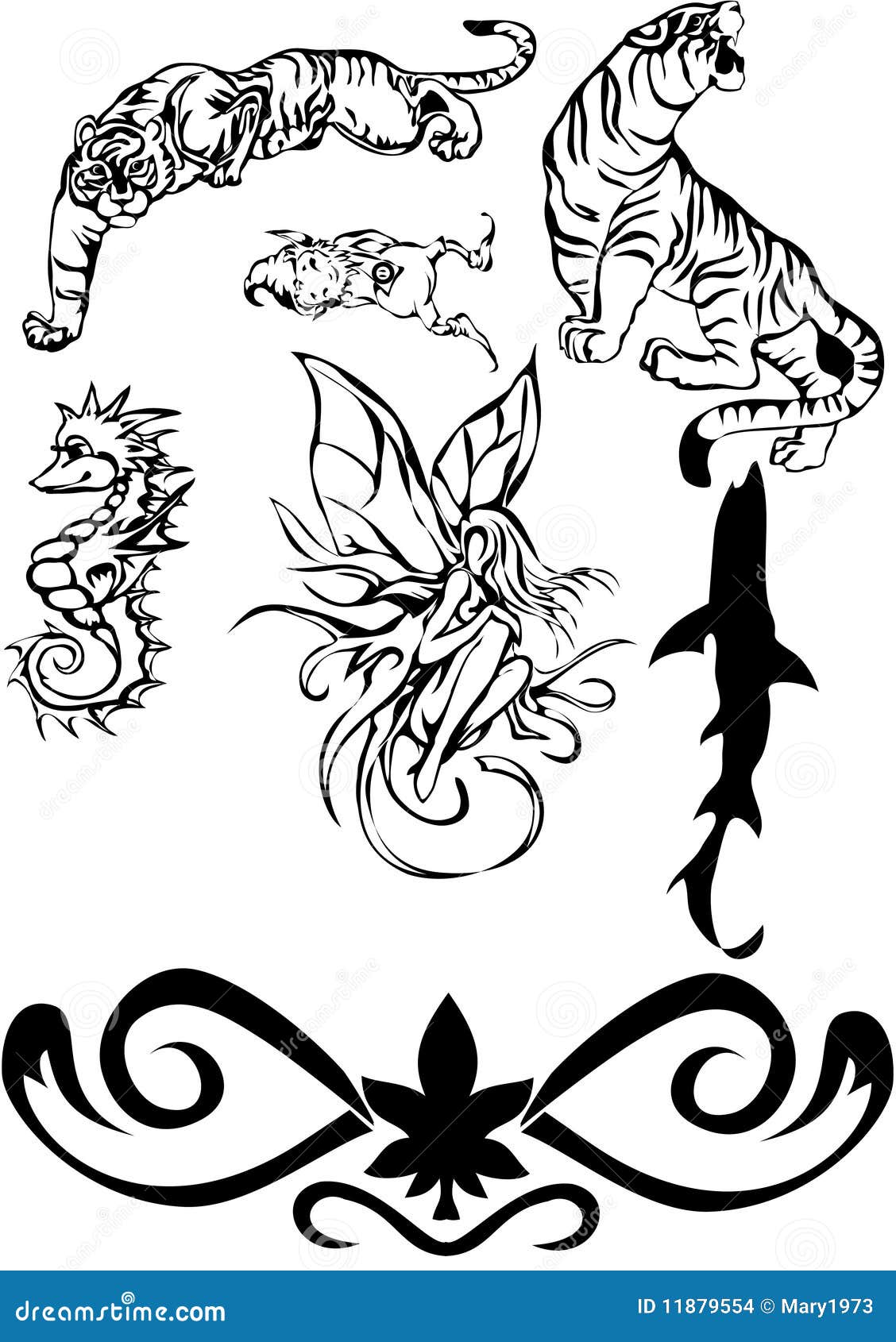 Vector black tatoo 6 stock vector. Image of girl, black - 11879554
