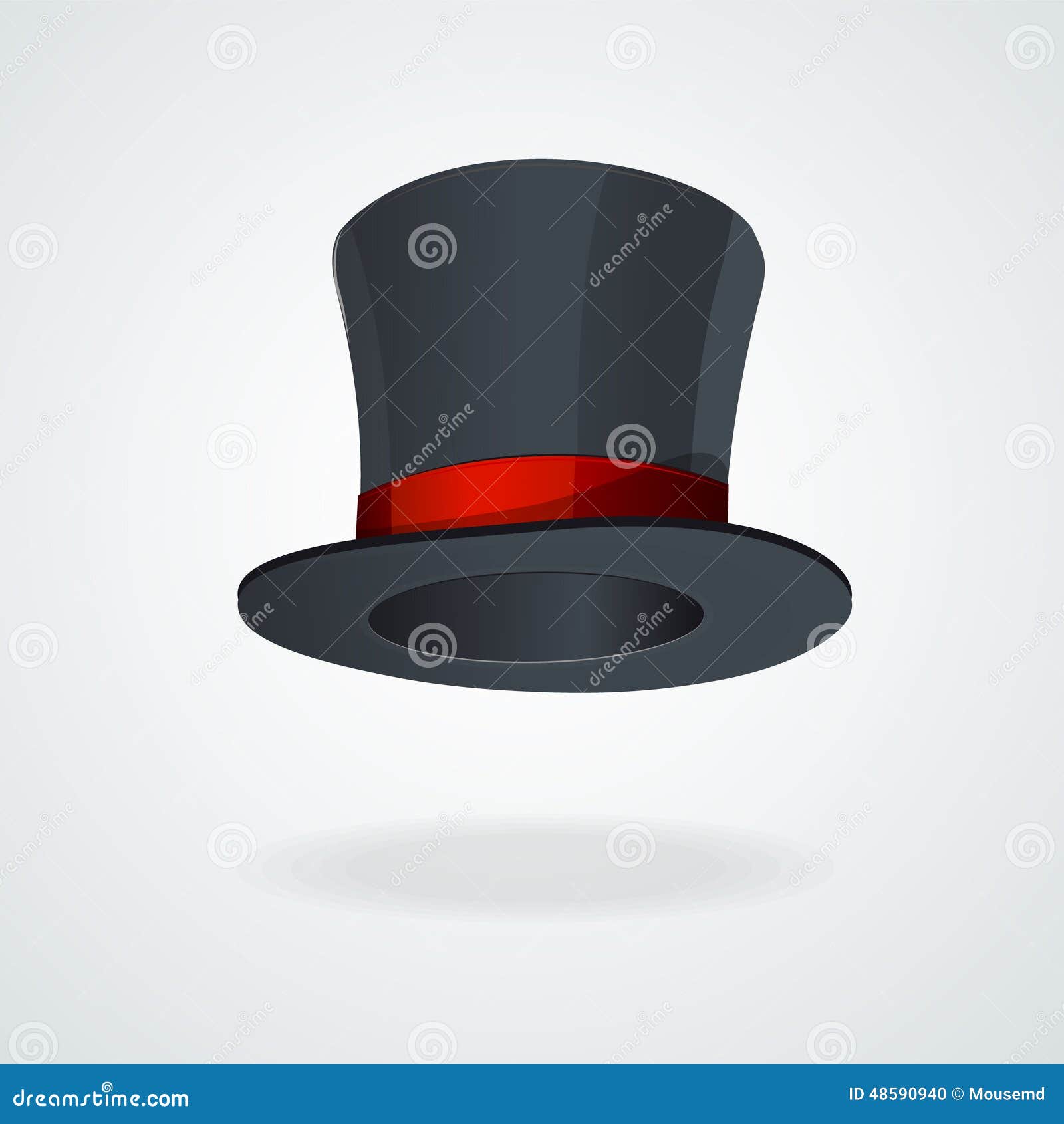 Vector Black Top Hat and Red Ribbon Isolated Stock Vector