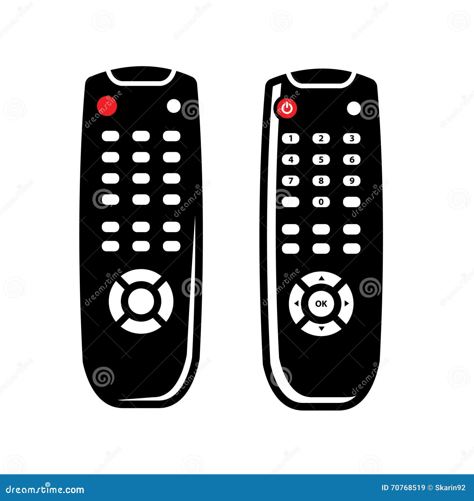 Vector Black Tv Remote Control Icons Set Stock Illustration