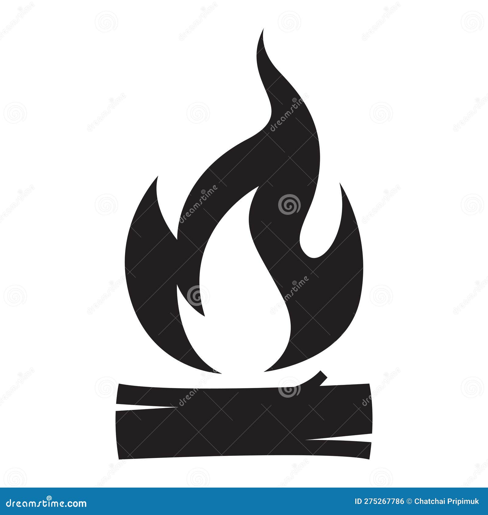 Vector Black and White Cartoon Illustration of Burning Fire with Wood Stock  Vector - Illustration of background, sign: 275267786
