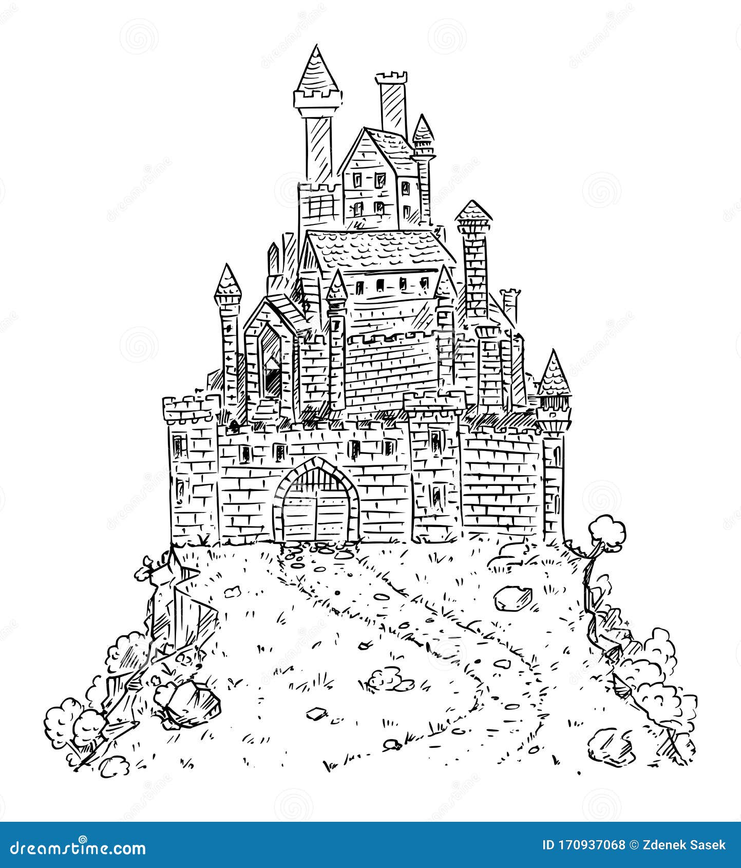 Vector Cartoon Drawing or Illustration of Fantasy or Medieval Castle on Hill. Stock Vector - Illustration of castle, ancient: 170937068 Vector Cartoon Drawing or Illustration of Fantasy or Medieval Castle on Hill. Stock Vector - Illustration of castle, ancient: 170937068