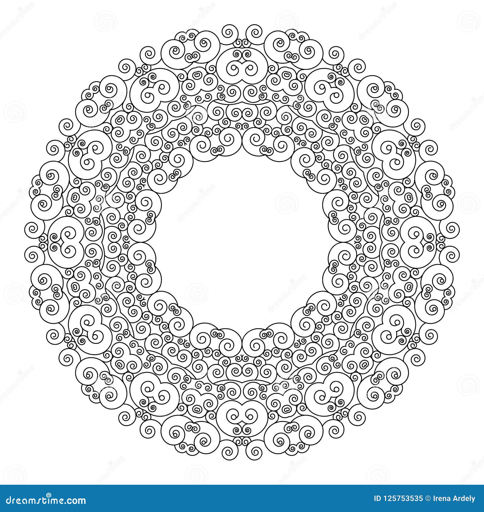 Download Vector Black And White Round Frame Geometric Mandala With ...