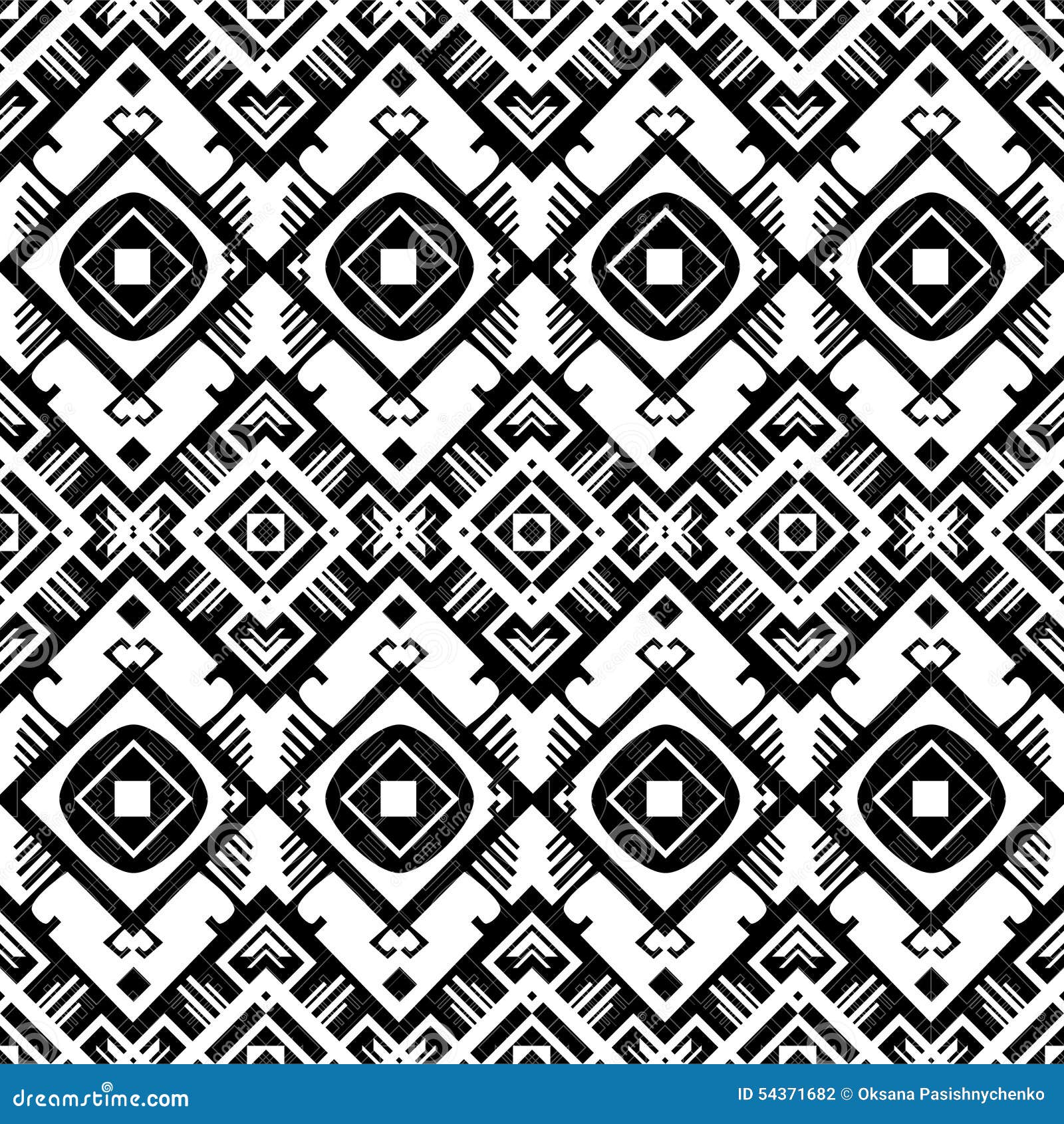 Vector Black and White Geometric Seamless Pattern Stock Vector ...