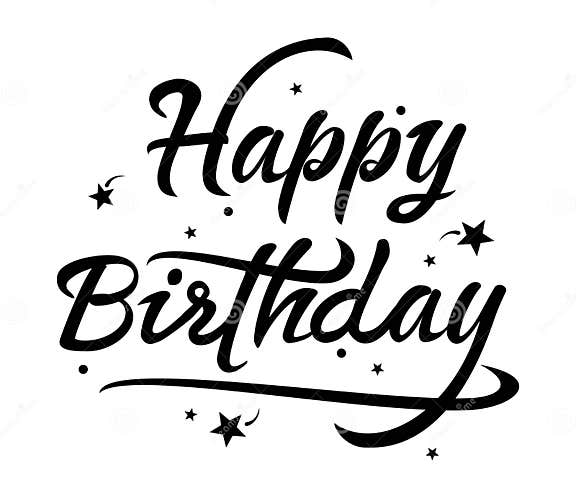 Vector Black and White Happy Birthday Text Stock Vector - Illustration ...