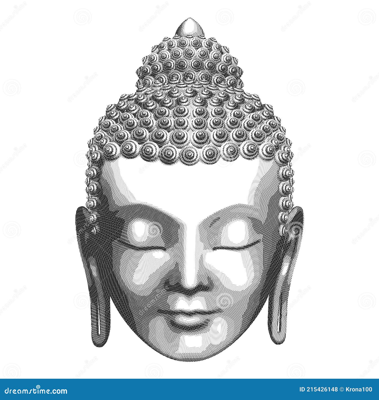 Buddha head silhouette hand drawing Royalty Free Vector