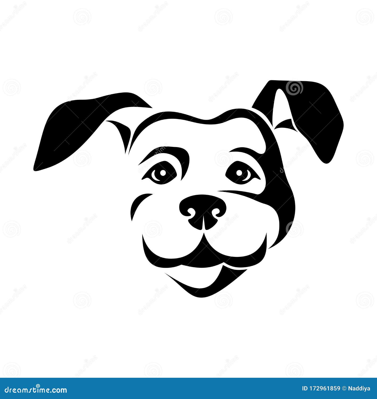 Vector Black and White Illustration of a Dog Face. Stock Vector