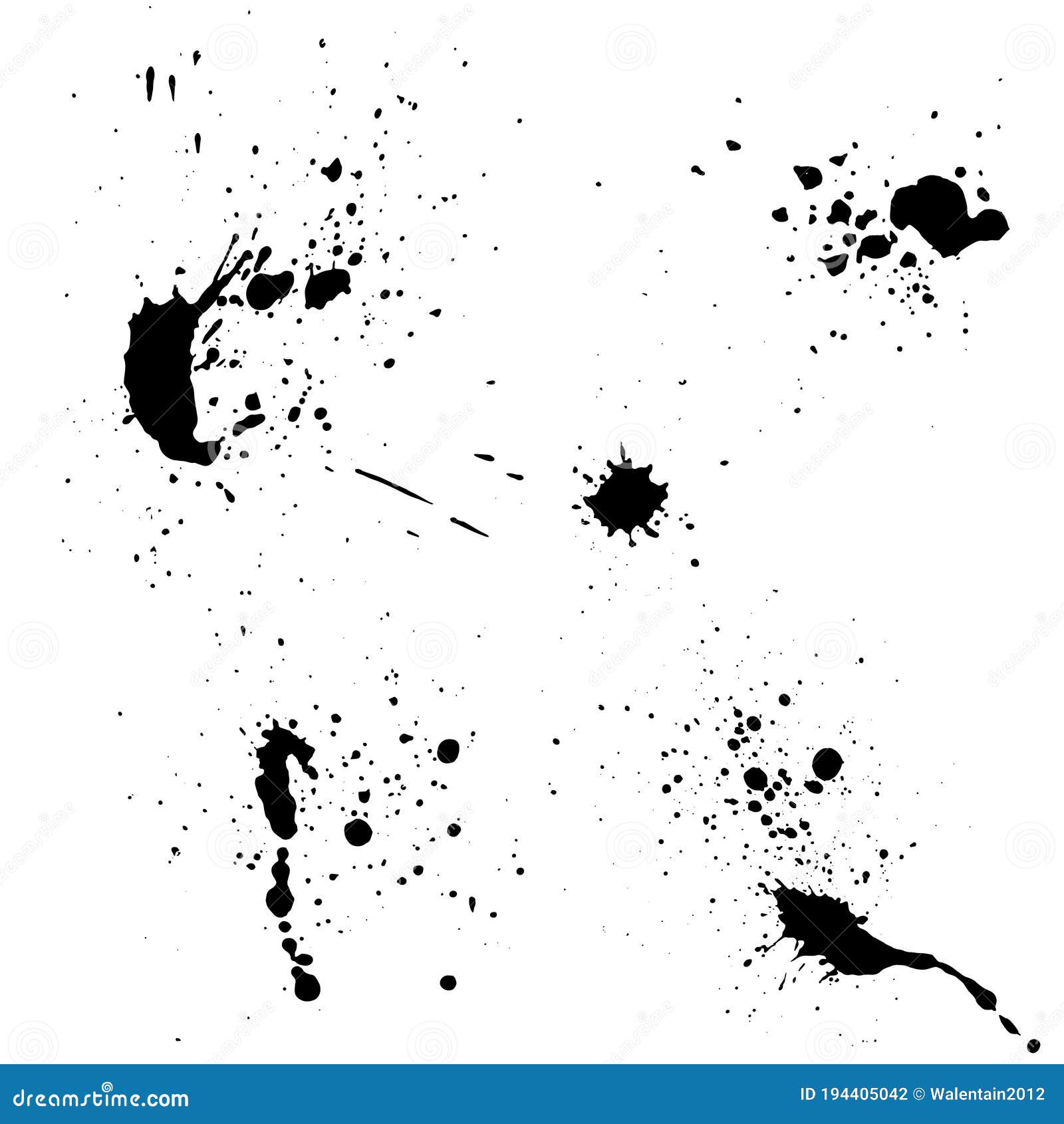 Vector Black and White Ink Splash, Blot and Brush Stroke, Spot, Spray