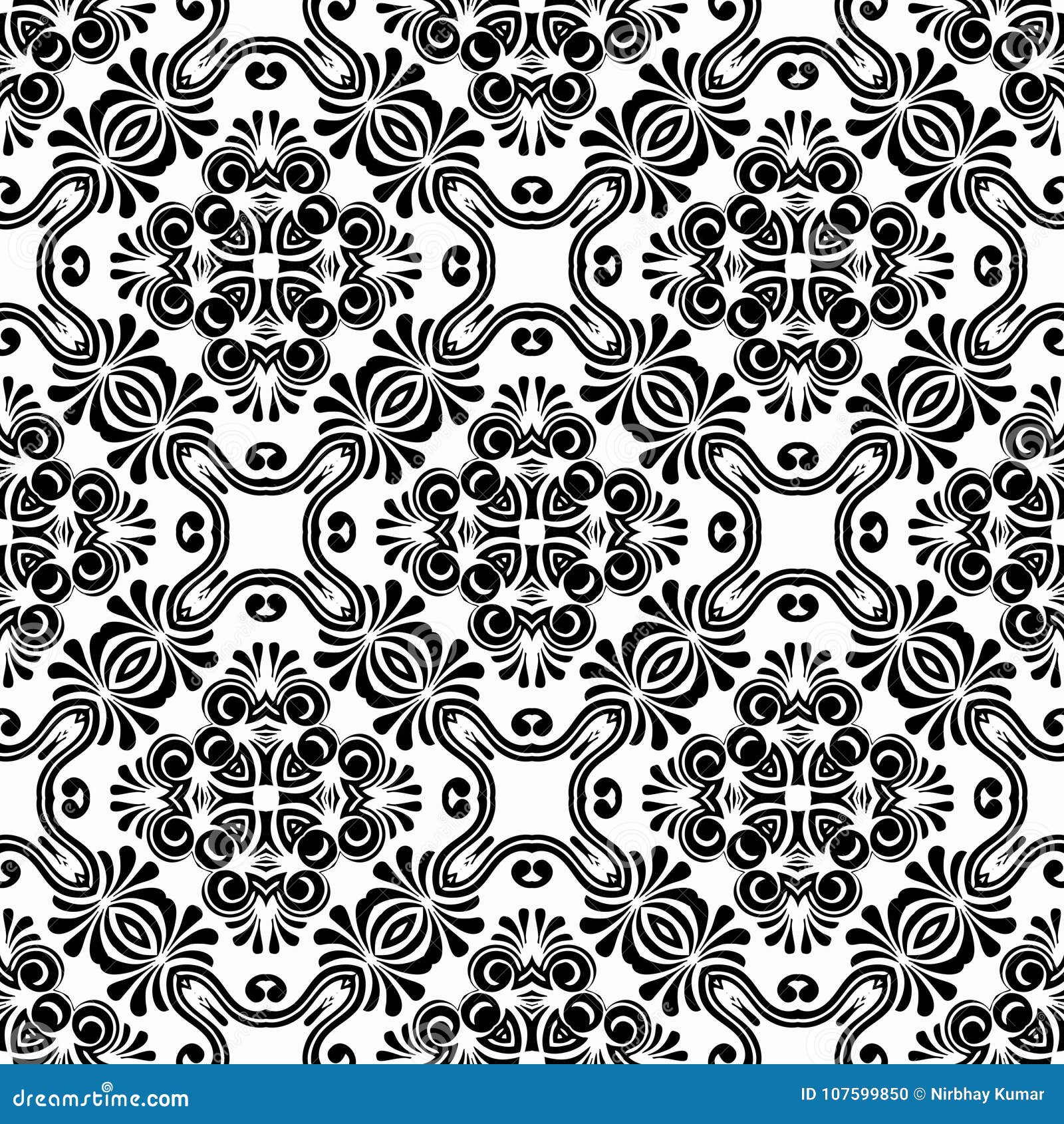 Vector Black and White Seamless Pattern Design Stock Vector ...