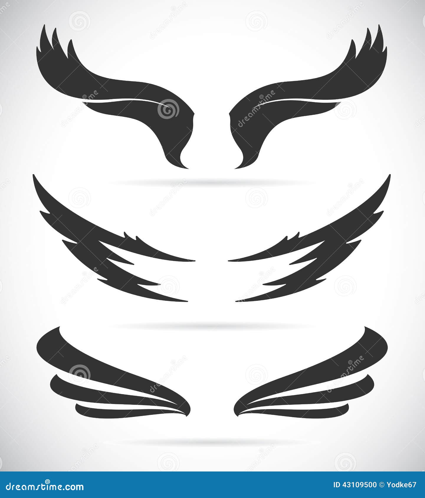Vector Black Wing Icons Set Stock Vector - Illustration of decoration
