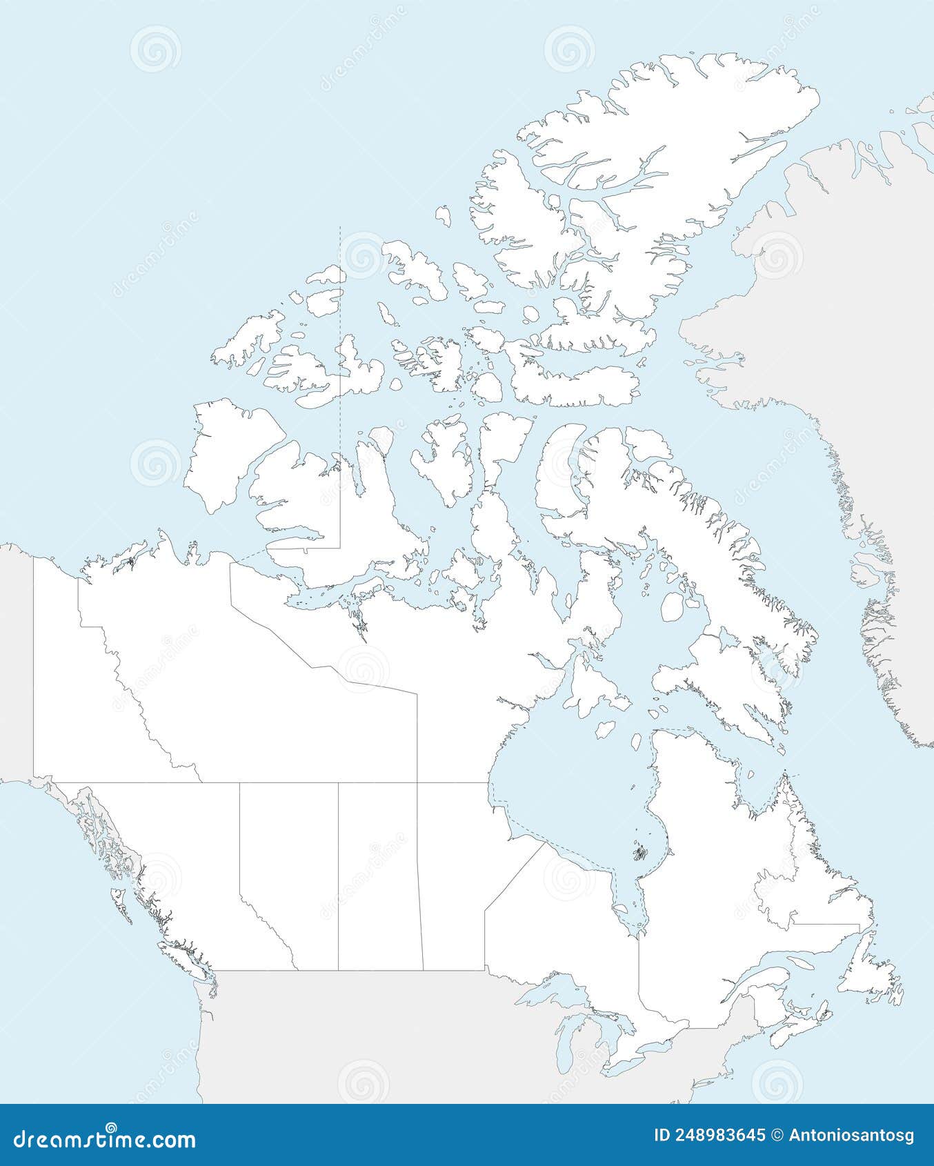 Vector Blank Map of Canada with Provinces and Territories and