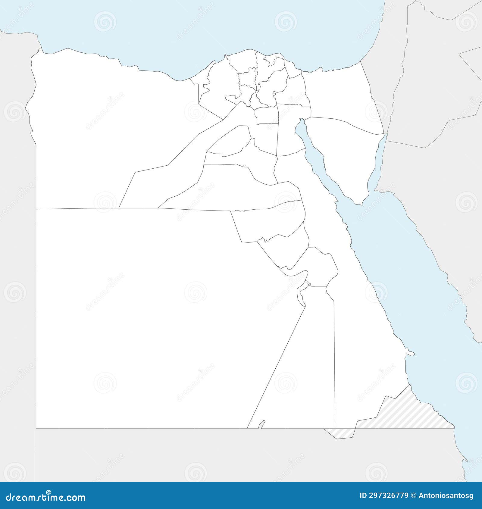 Vector Blank Map Of Egypt With Governorates Or Provinces And Vector Blank Map Egypt Governorates Provinces Administrative Divisions Neighbouring Countries Editable Clearly 297326779