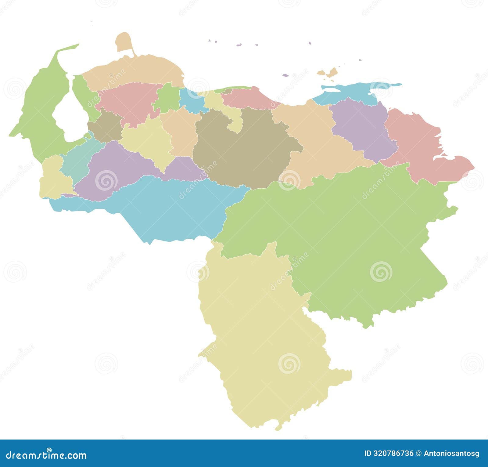 Vector Blank Map Of Venezuela With States Capital District Federal Vector Blank Map Venezuela States Capital District Federal Dependencies Administrative Divisions Editable Clearly 320786736