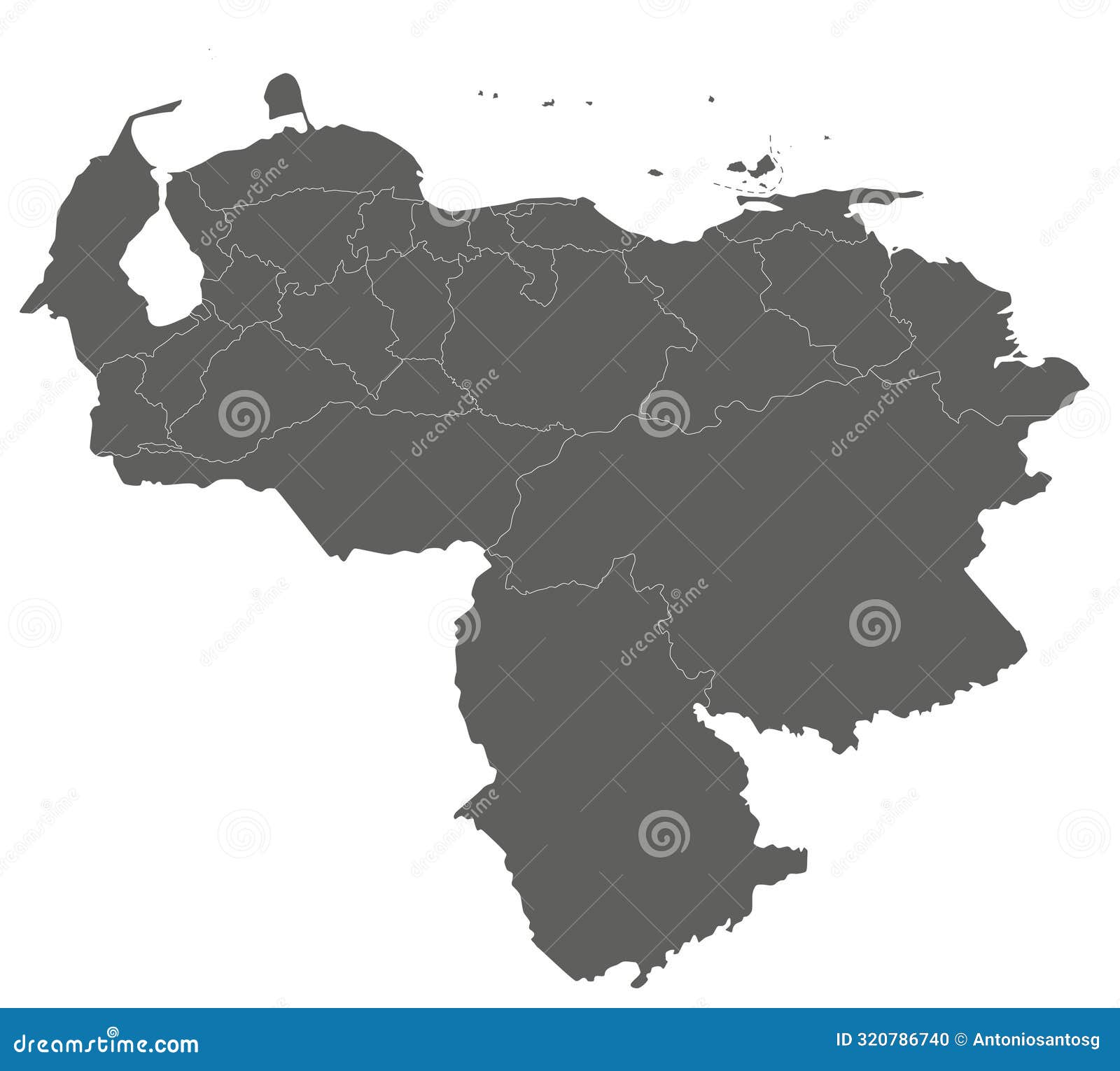 Vector Blank Map Of Venezuela With States Capital District Federal Vector Blank Map Venezuela States Capital District Federal Dependencies Administrative Divisions Editable Clearly 320786740