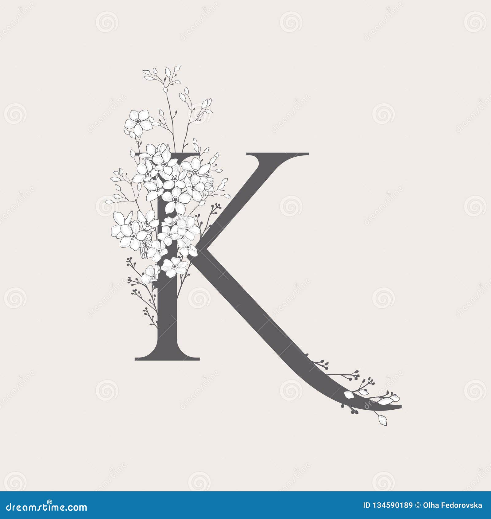 Watercolor Floral Script Monogram Letter M Sticker