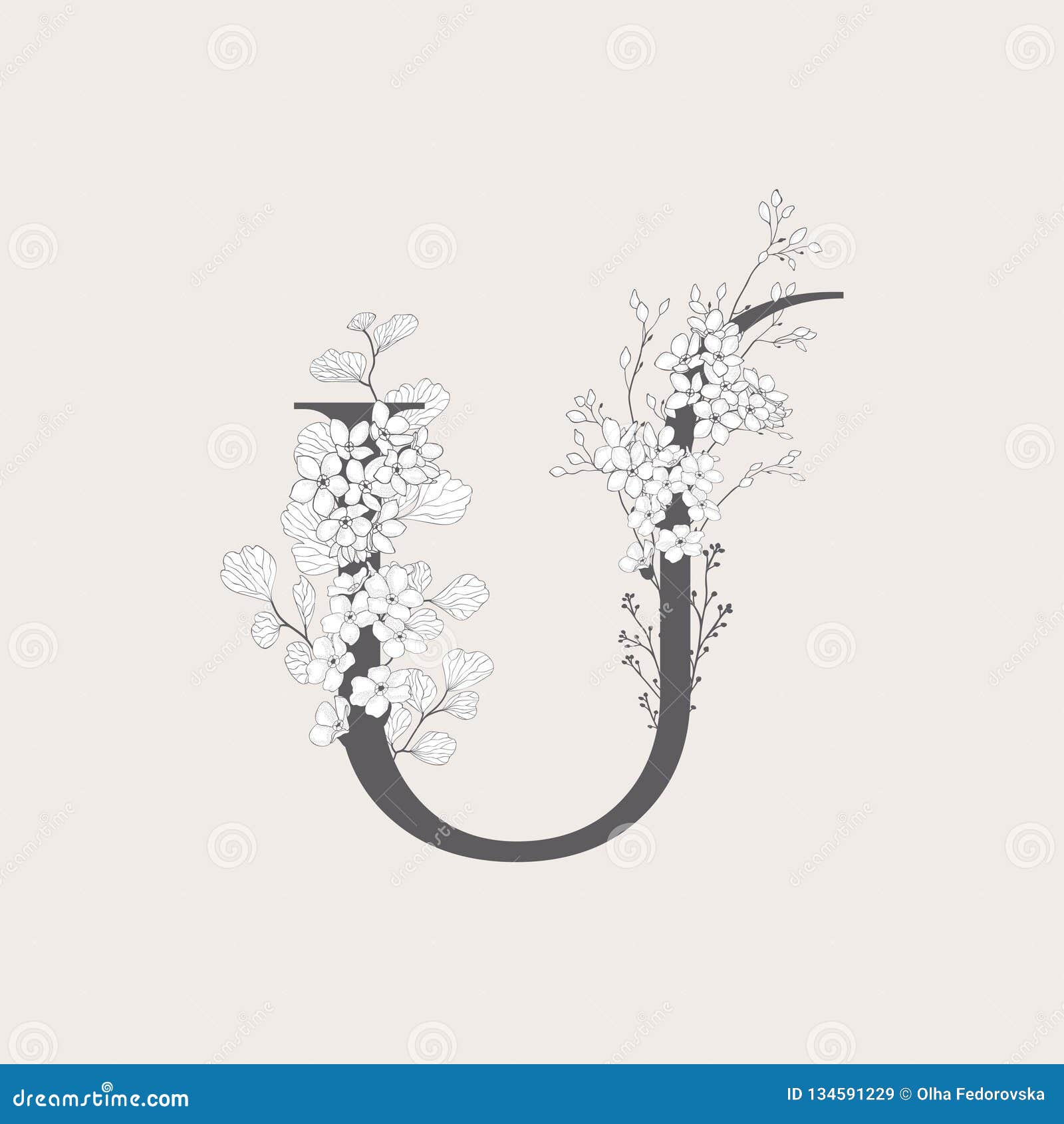 Blooming floral initial w monogram and logo Vector Image