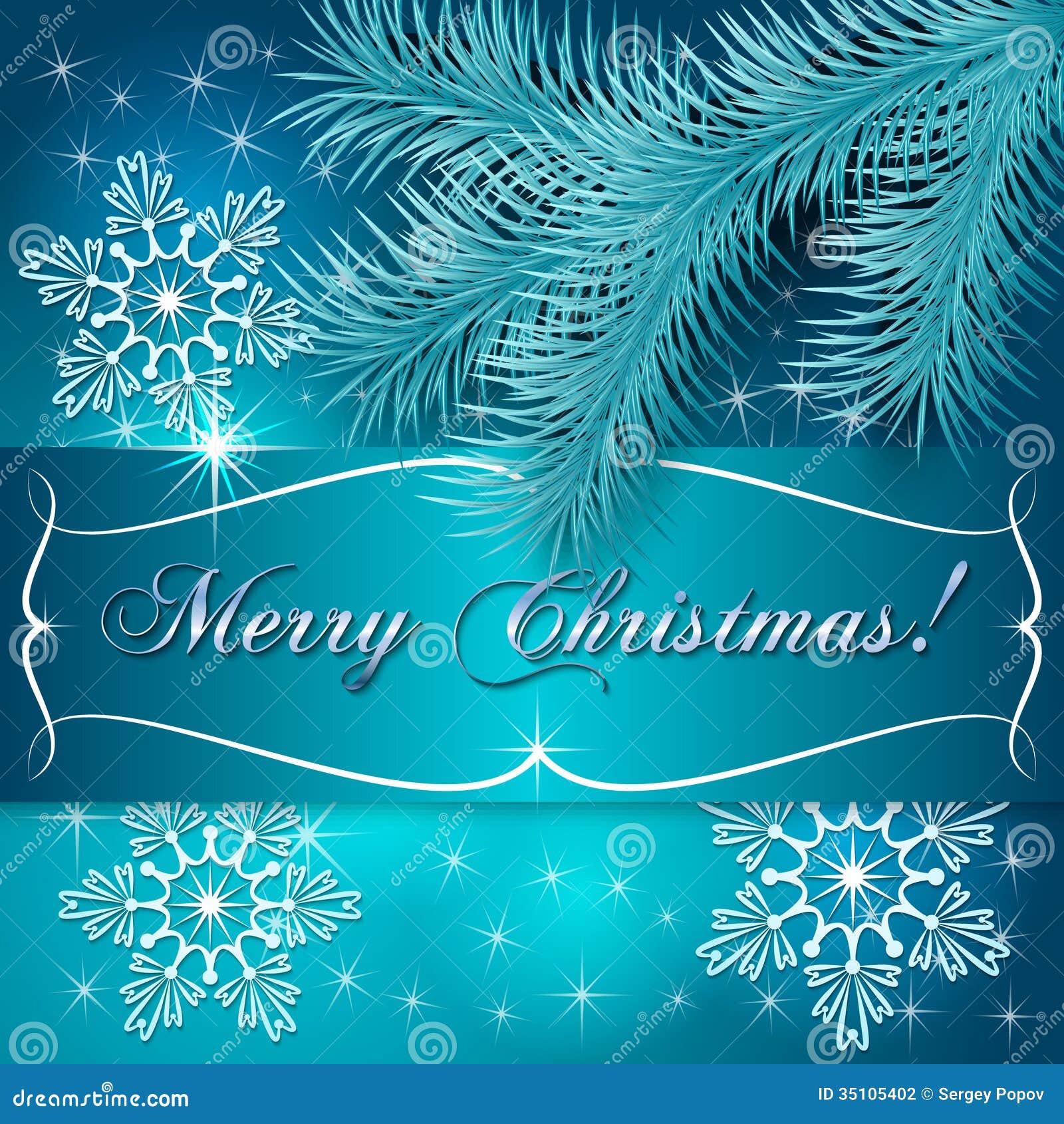 Vector Blue Christmas Holiday Greeting Card Stock 