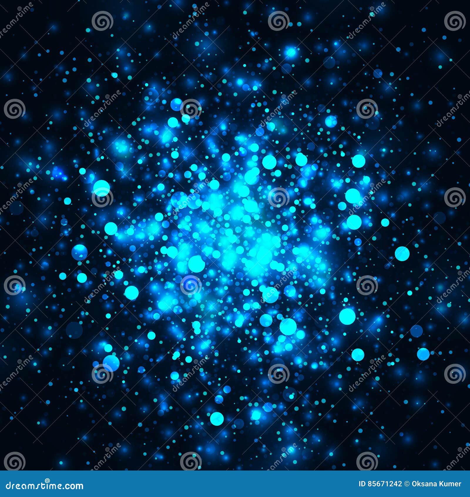 Vector Blue Glowing Light Glitter Background. Magic Glow Light Effect