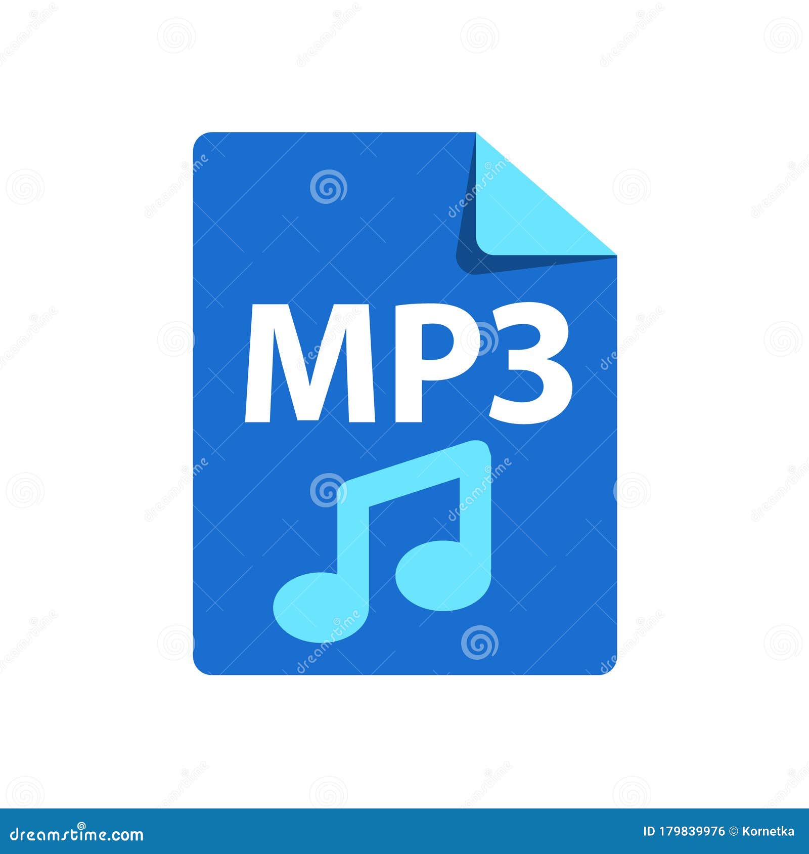 Vector Blue Icon MP3. File Format Extensions Icon Stock Vector