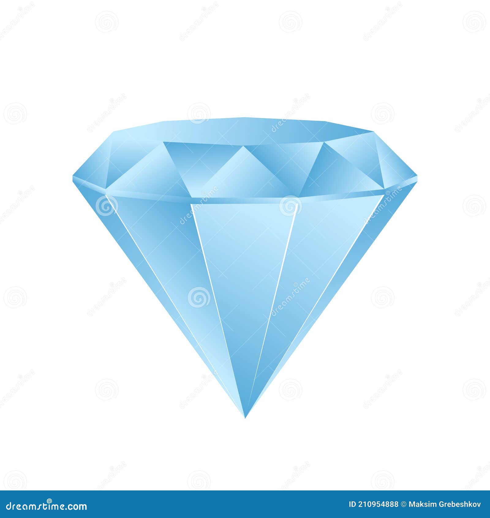 Vector Blue Shine Diamond Isolated on White Stock Vector Illustration