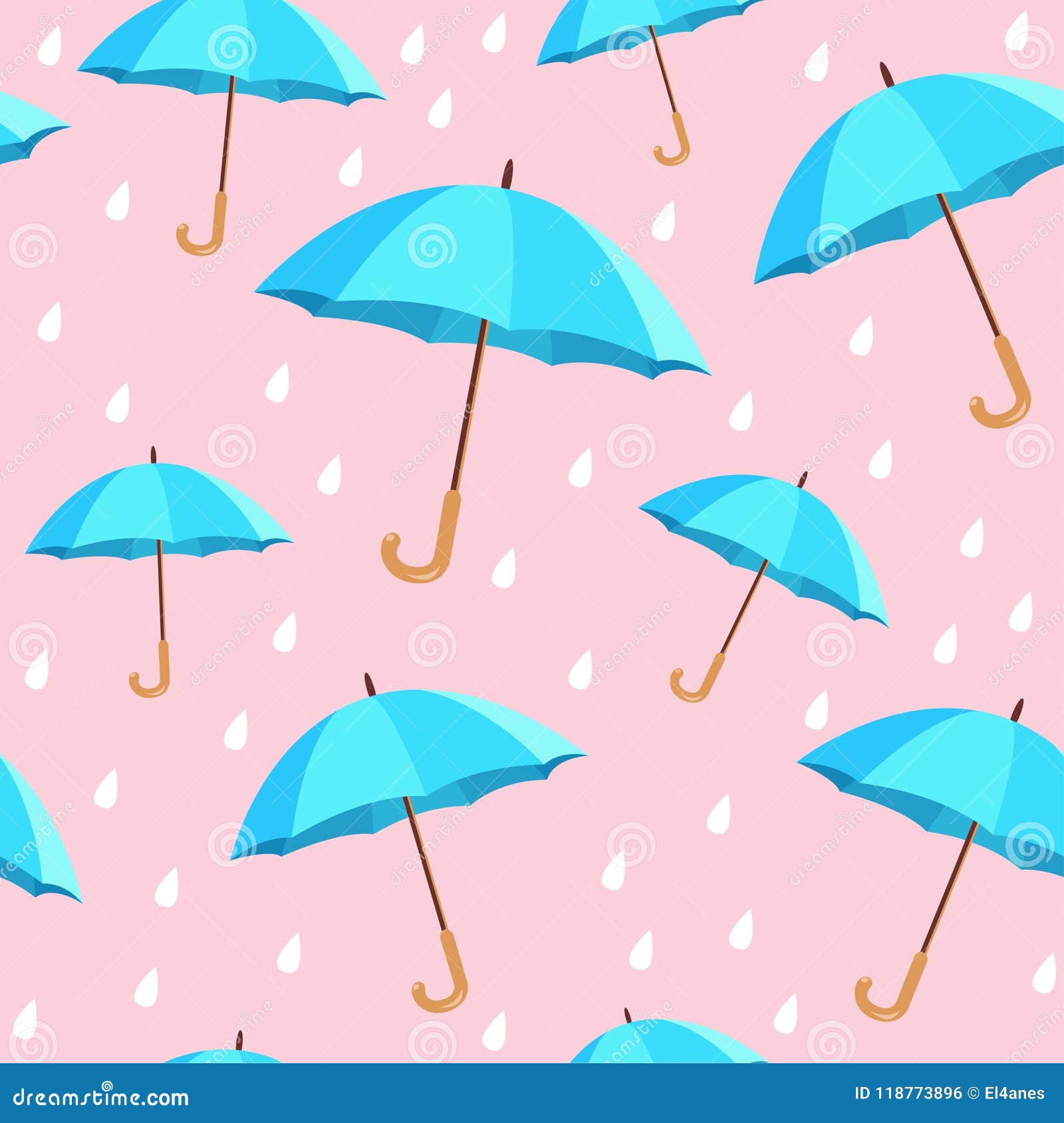 Vector Blue Umbrellas Seamless Pattern Stock Vector Illustration of