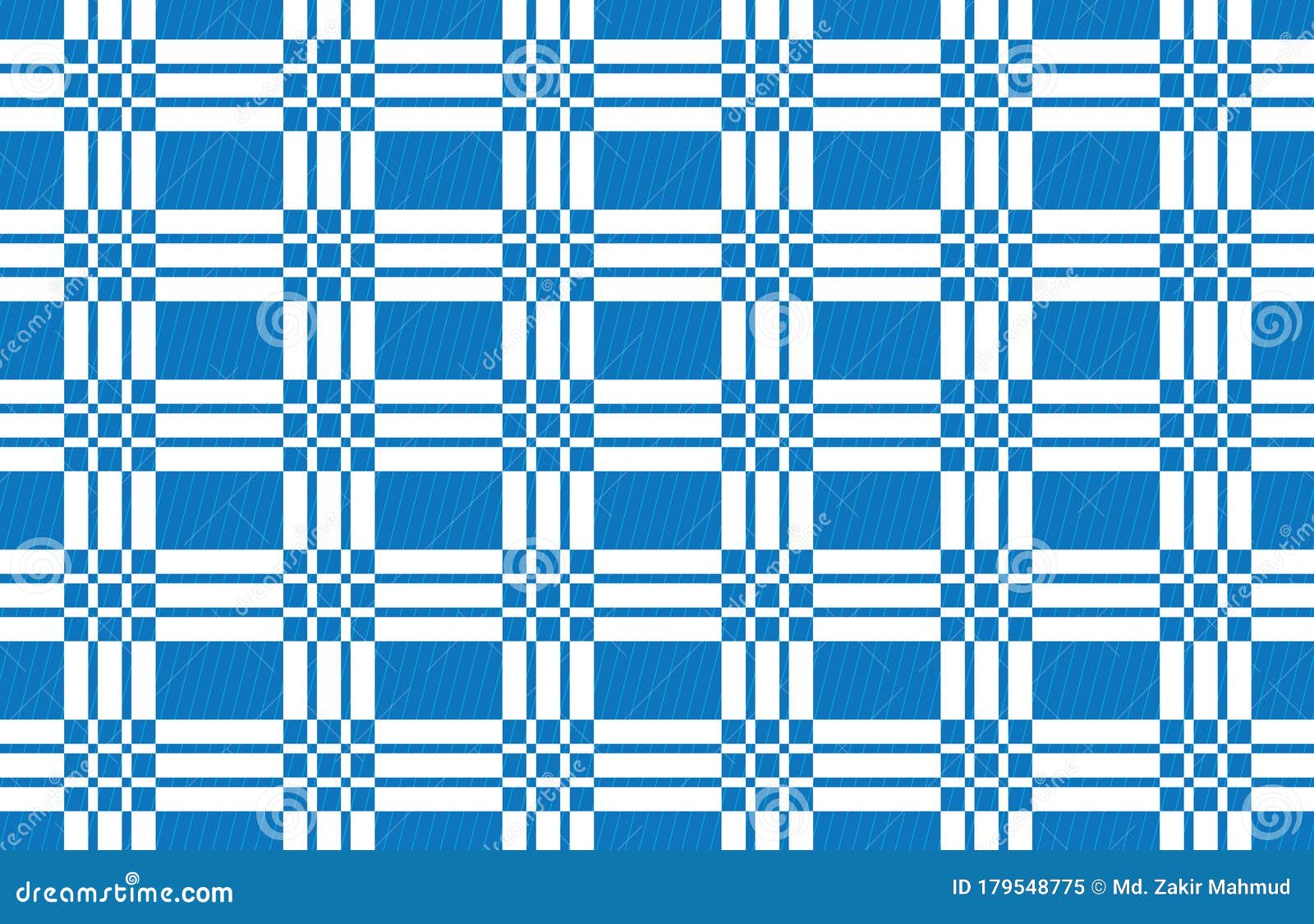 Vector Blue and White Gingham Check Pattern Design. Stock Vector