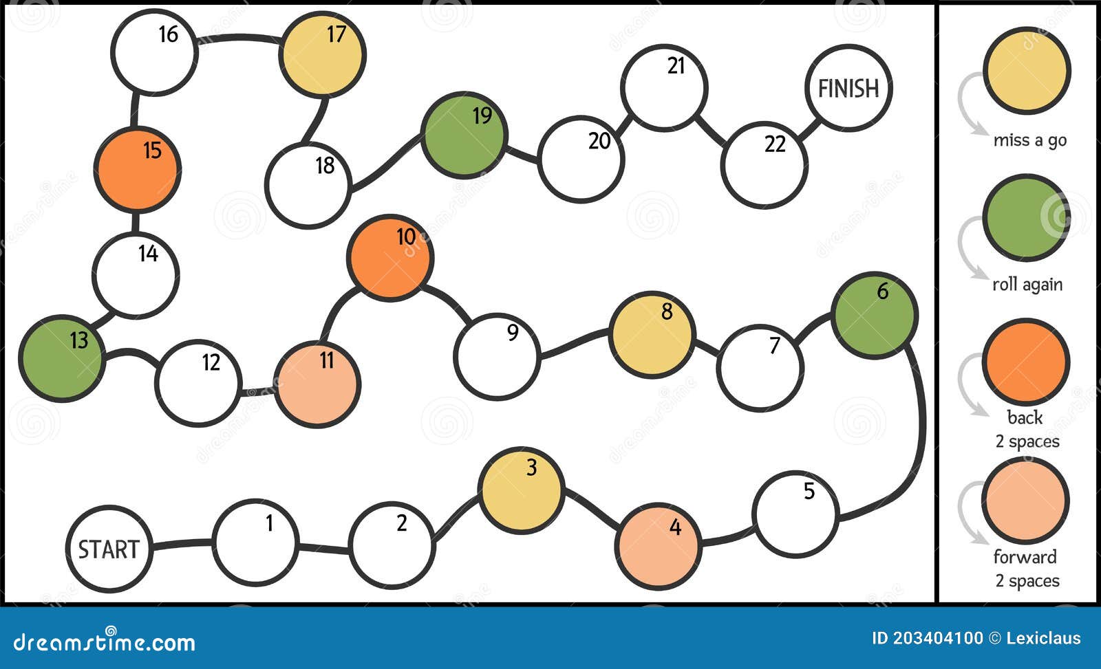 Vector Boardgame Template. Blank Black and White Board Game Isolated on