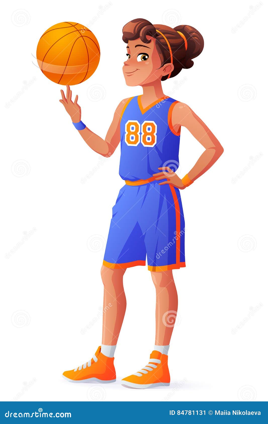 Desenho Animado Bonito Uma Bola Basquete imagem vetorial de