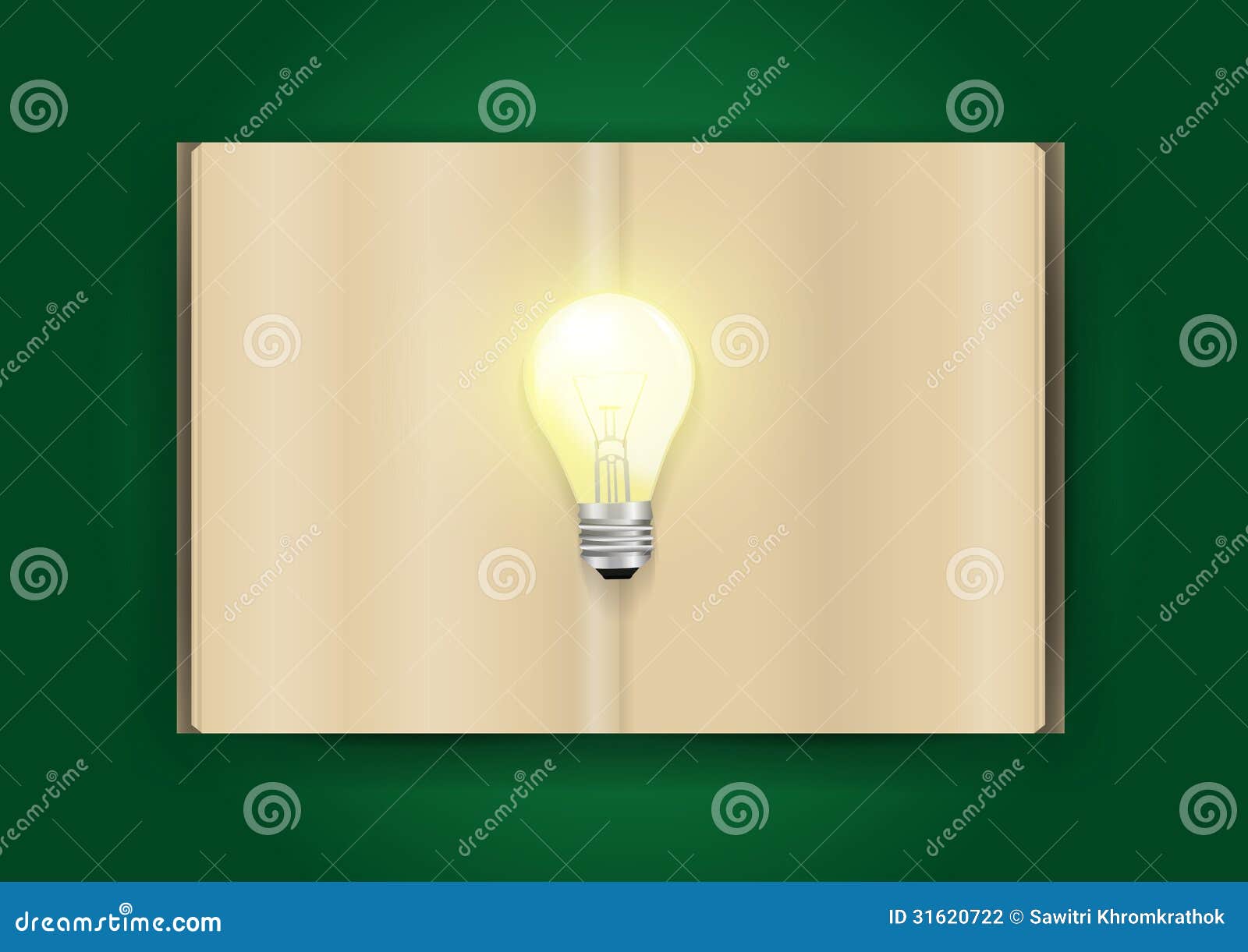 Vector Book and Light Bulb of Bright Idea Concept Stock Vector