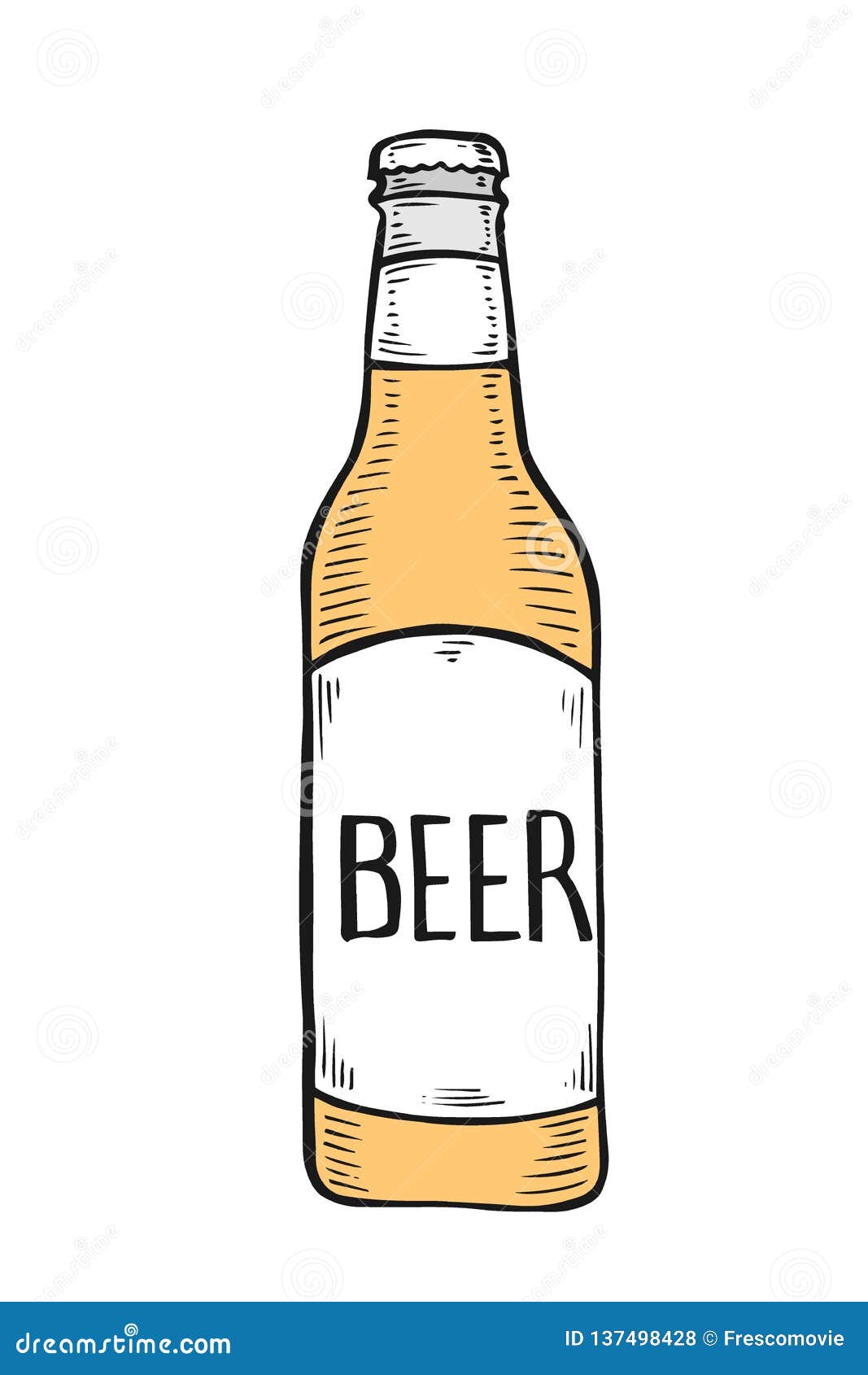Vector bottle of beer stock vector. Illustration of brewery 137498428