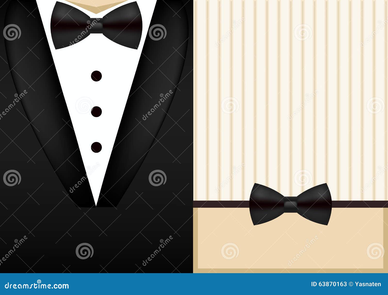 Vector Bow Tie Tuxedo Invitation Design Template  Stock 