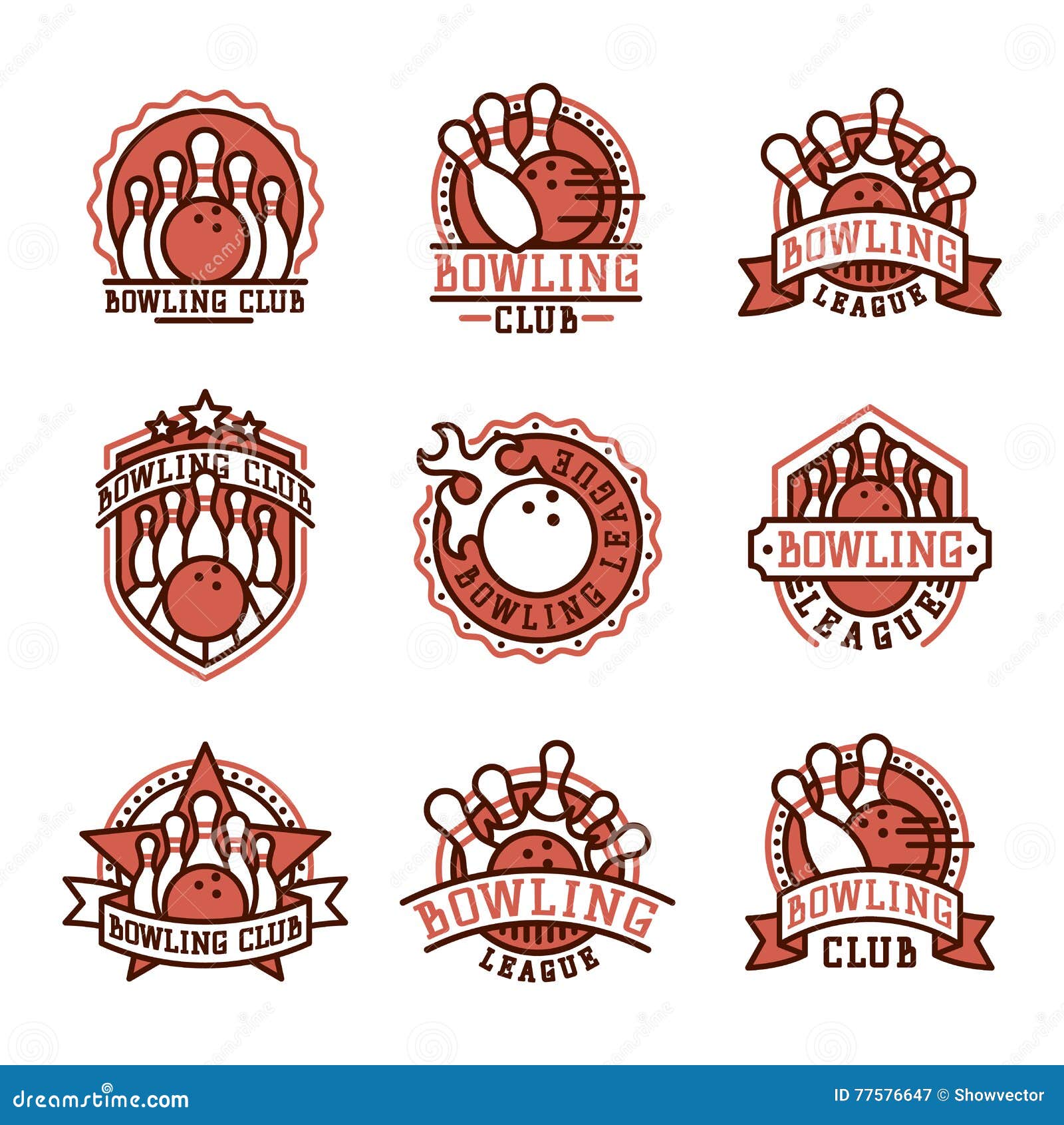 Vector Set Of Bowling Logos, Bowling Logo Emblems And Bowling Logo ...