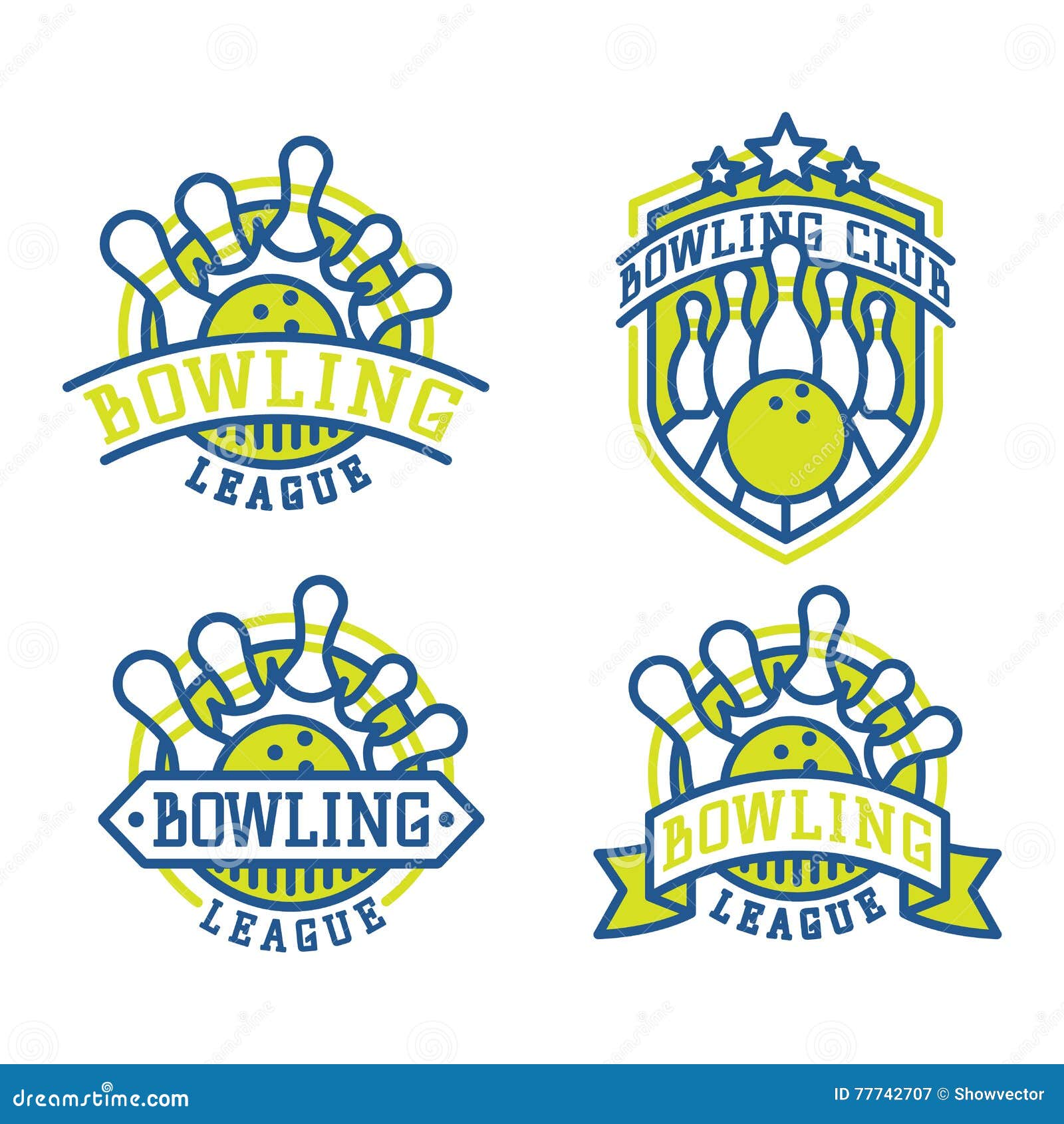 Vector Bowling Logo Emblems. Stock Vector - Illustration of match ...