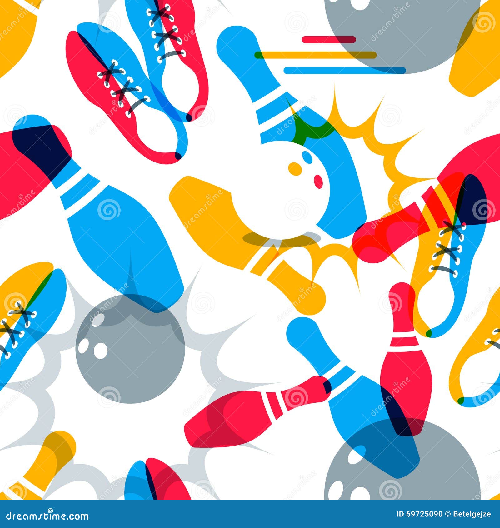 Vector Bowling Seamless Pattern. Stock Vector Illustration of design