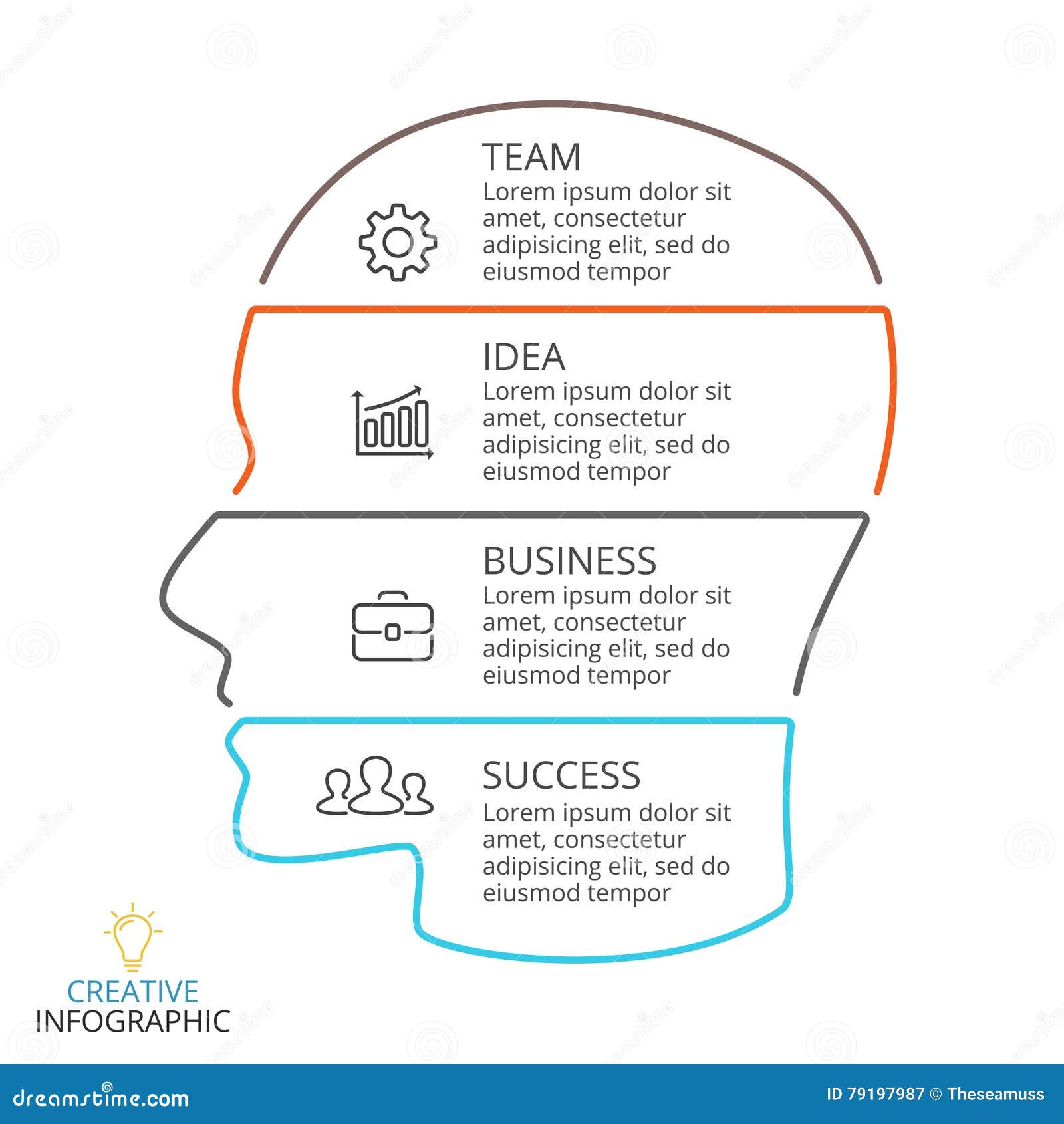 Vector Brain Linear Infographic  Template For Human Head